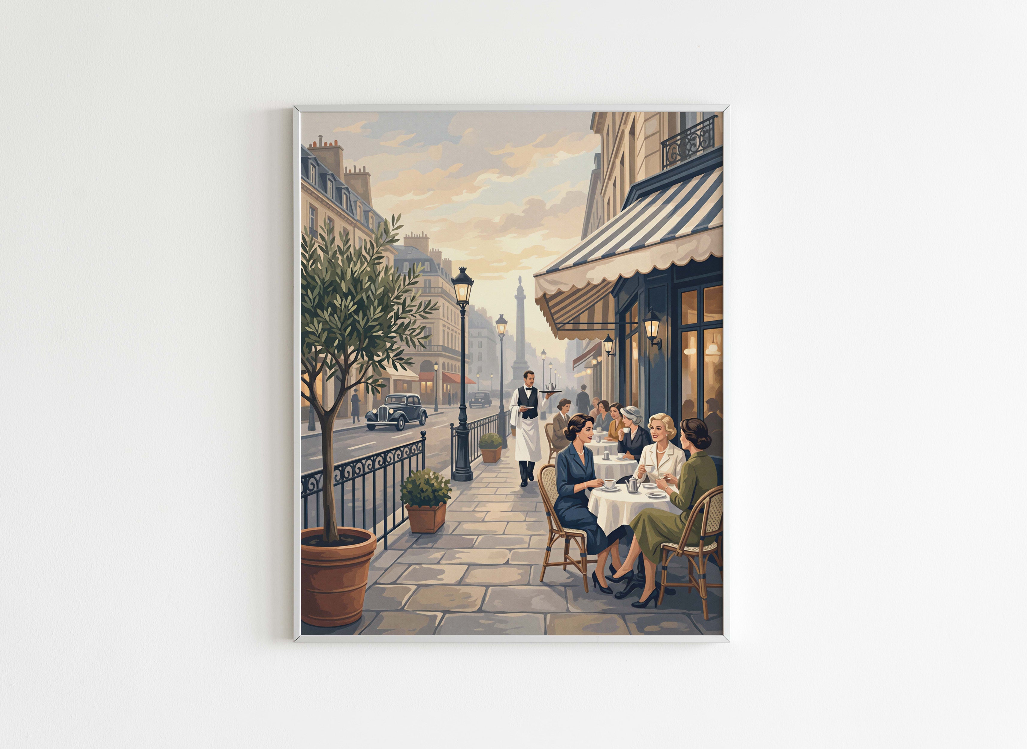 Peinture par Numéros Villes - Terrasse Parisienne Vintage - Après