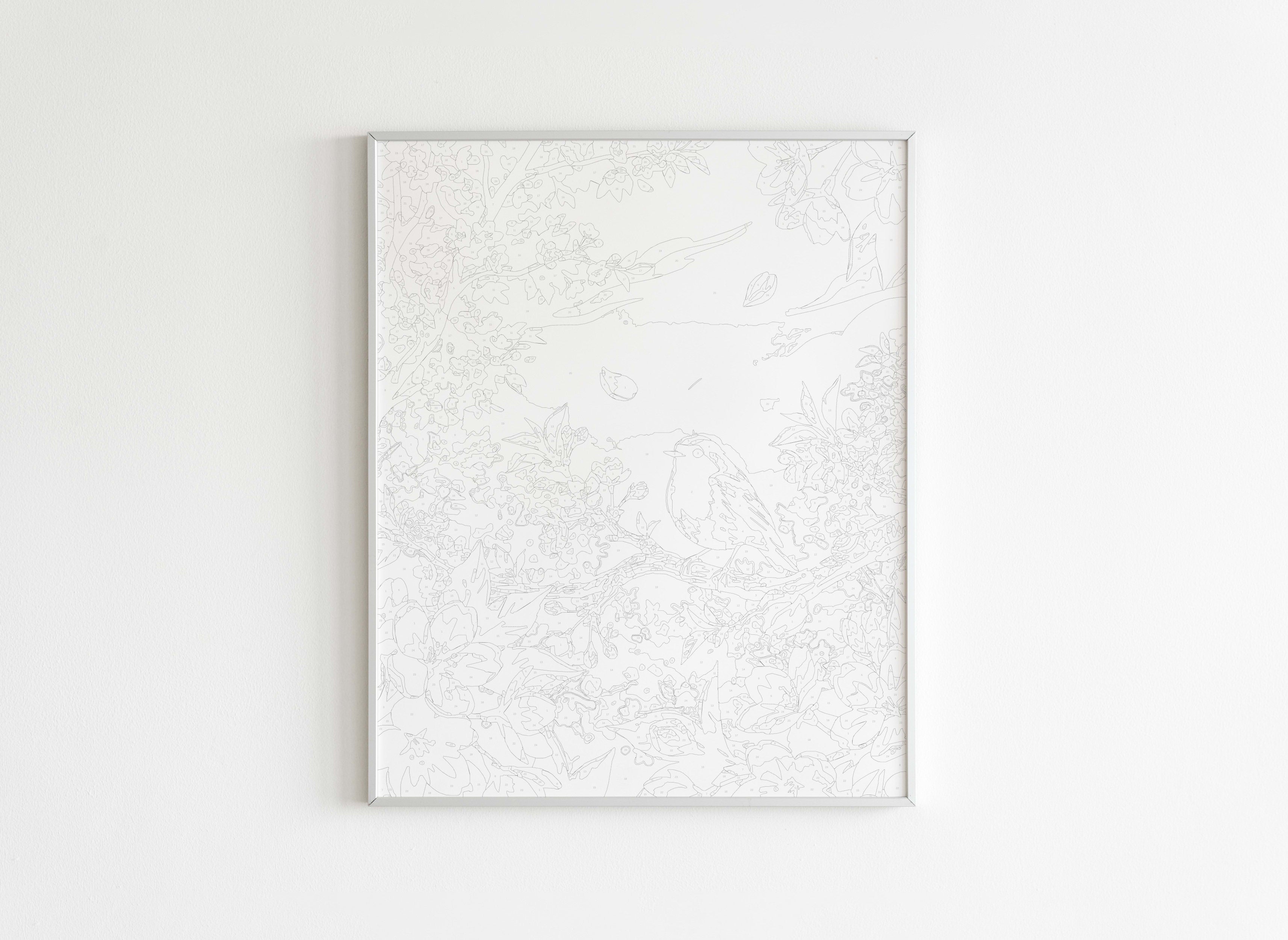 Peinture par Numéros Animaux - Rouge Gorge Fleurs de Cerisier - Avant