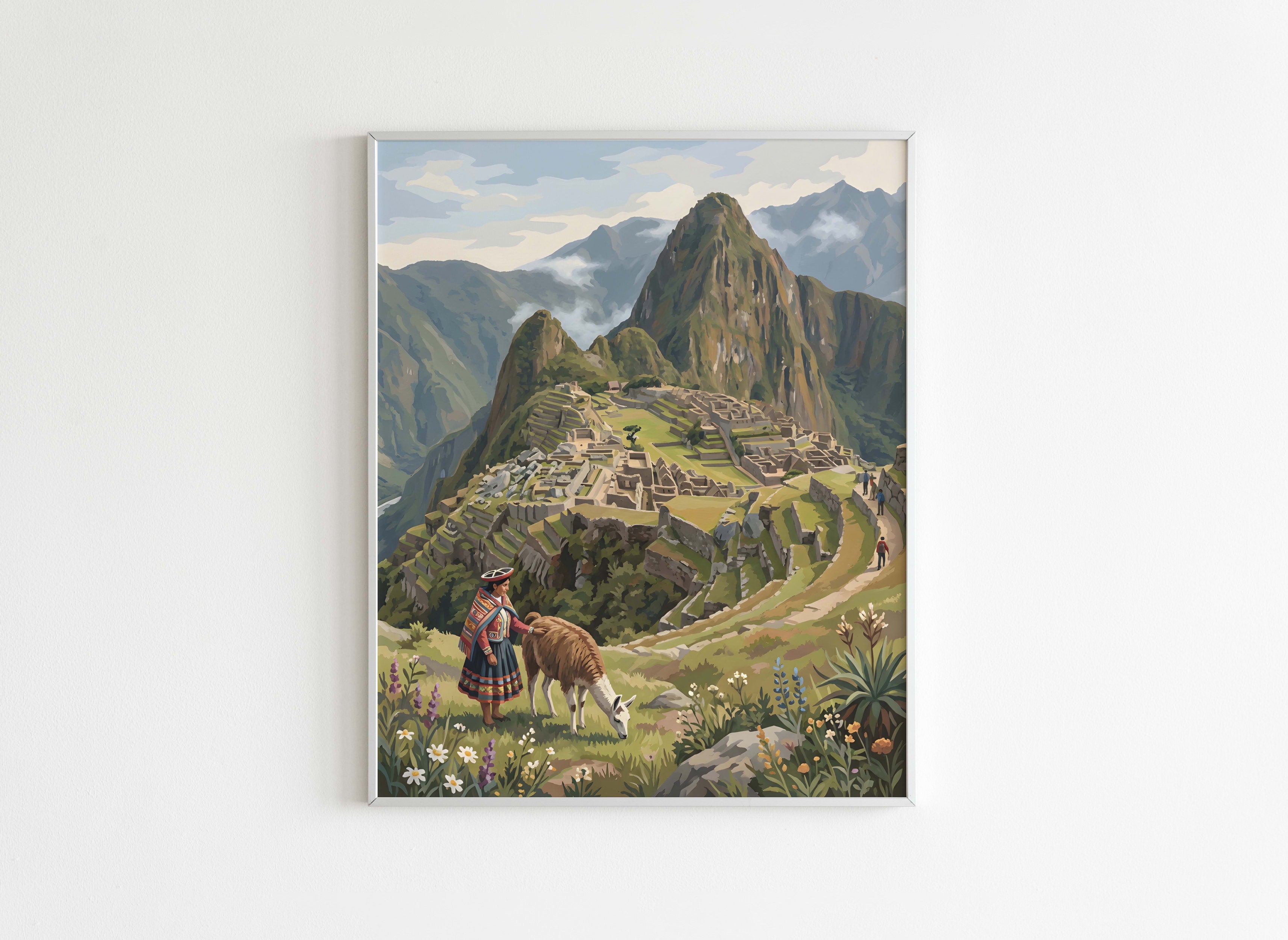 Peinture par Numéros Monuments - Machu Picchu Pérou Llama - Après