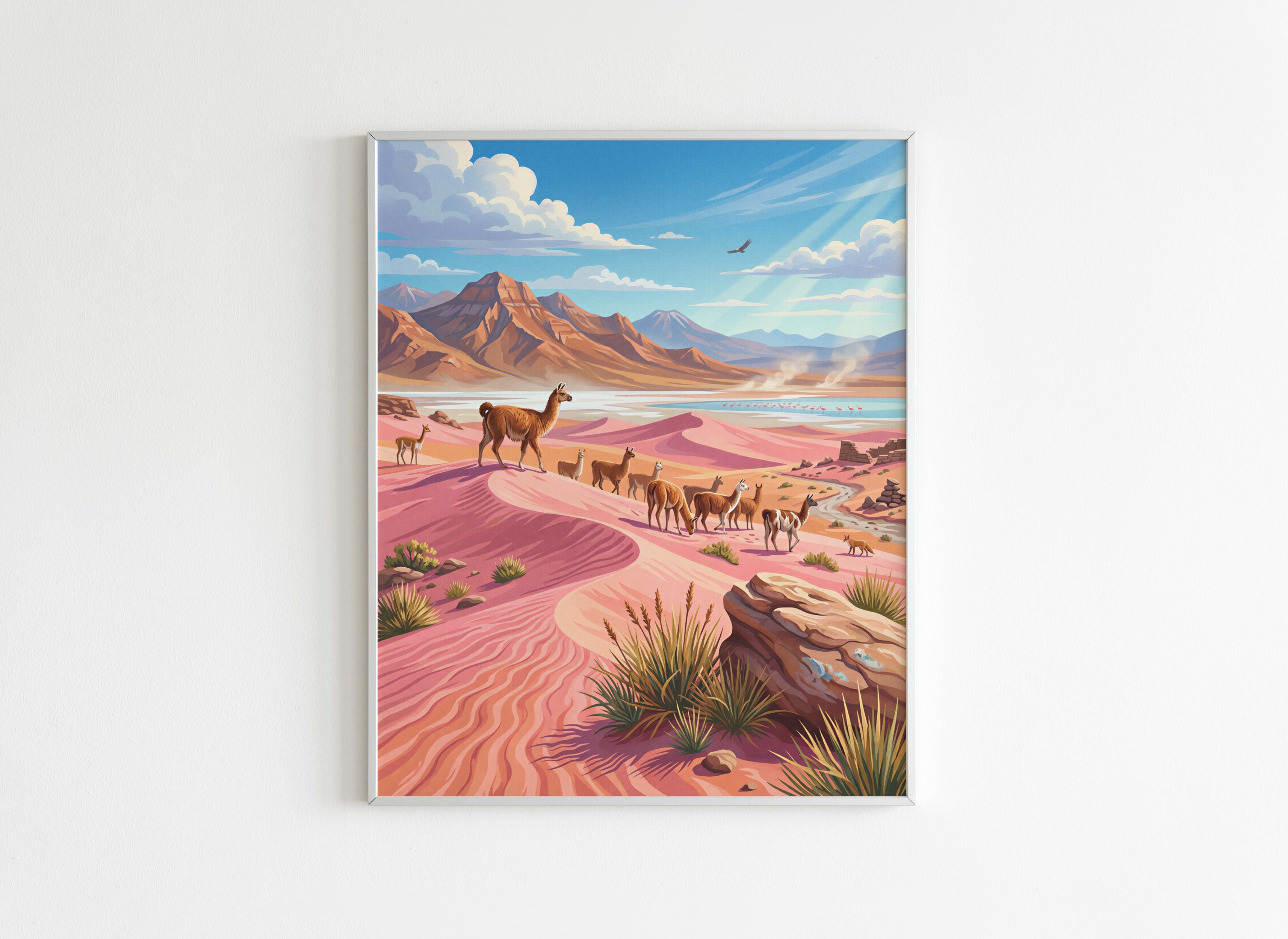 Peinture par Numéros Nature - Désert Rose Llamas - Après