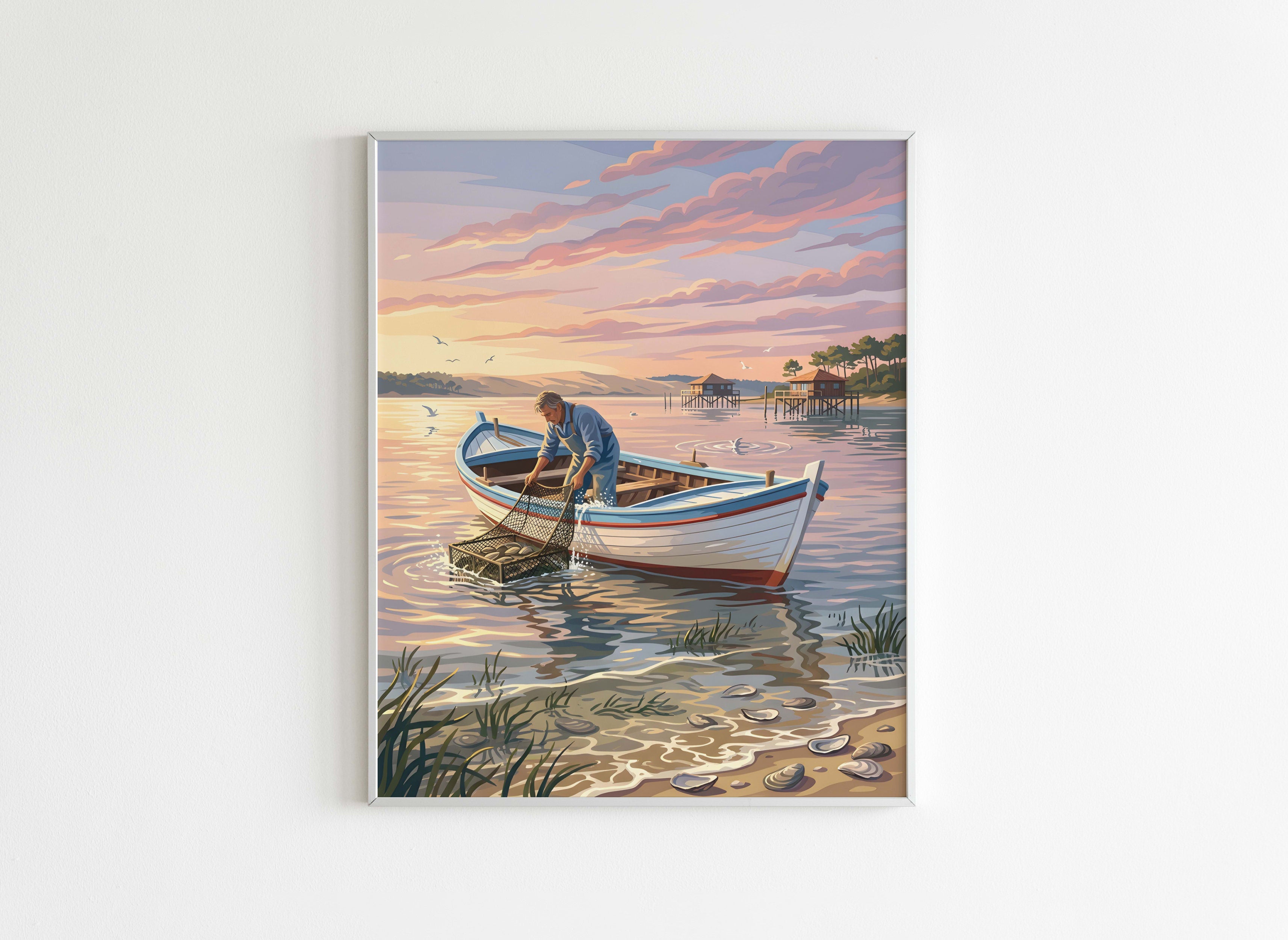 Peinture par Numéros Nature - Pêcheur Bassin Arcachon - Après
