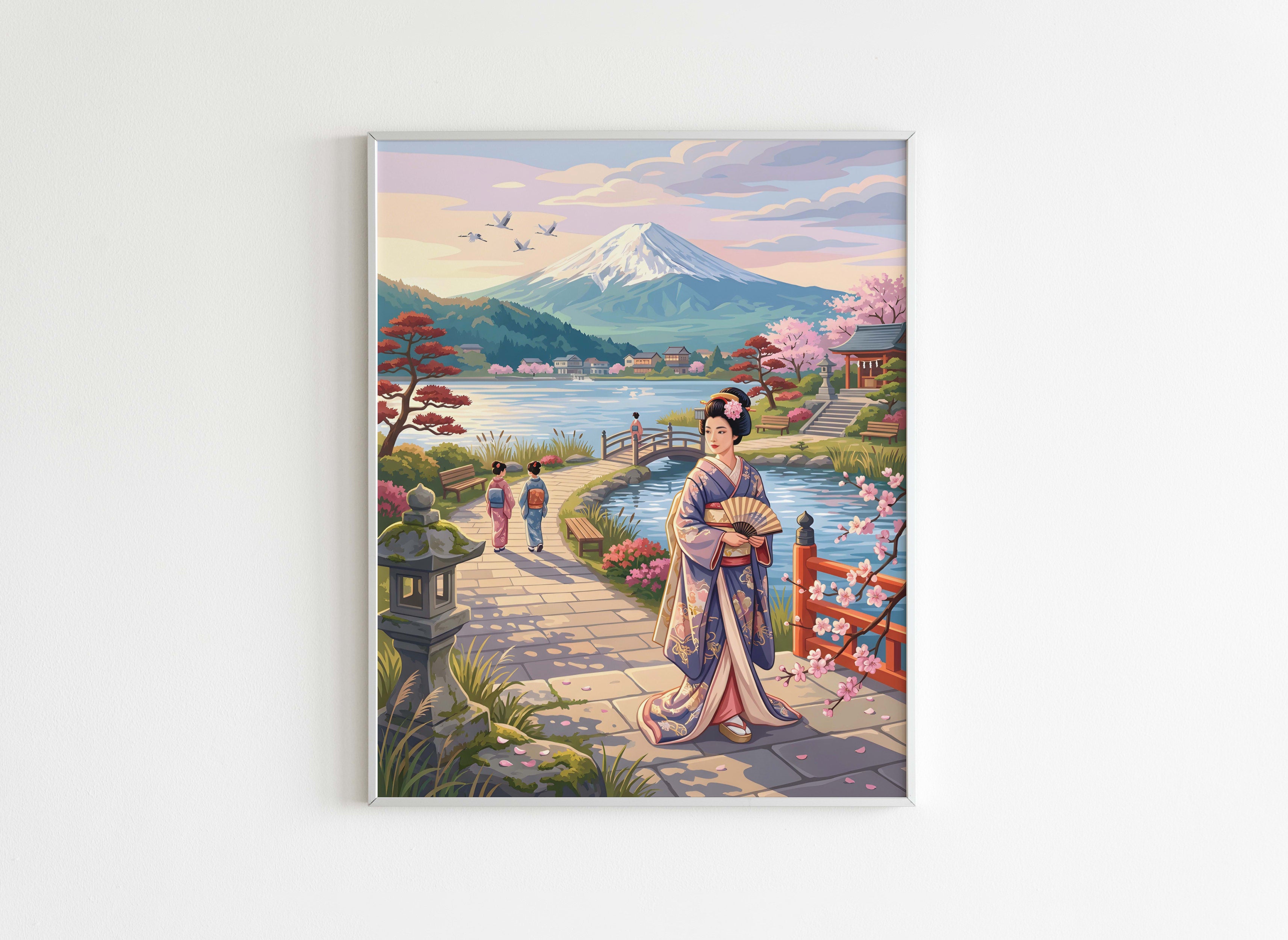 Peinture par Numéros Pays - Geisha au Mont Fuji - Après