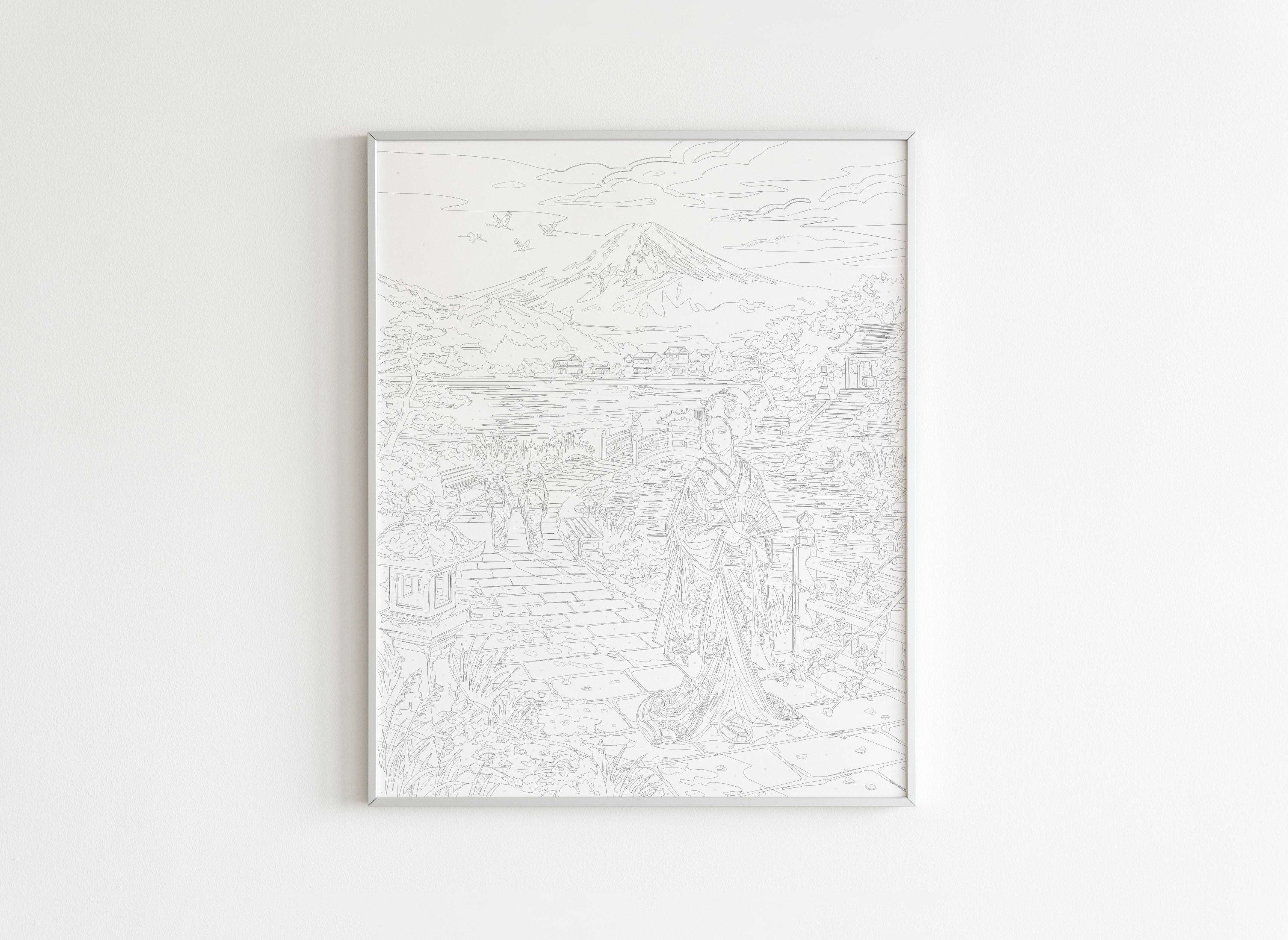 Peinture par Numéros Pays - Geisha au Mont Fuji - Avant