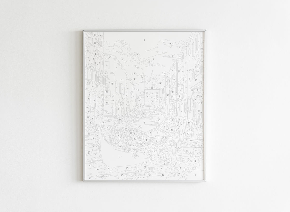 Peinture par Numéros Villes - Gondole fleurie à Venise - Avant