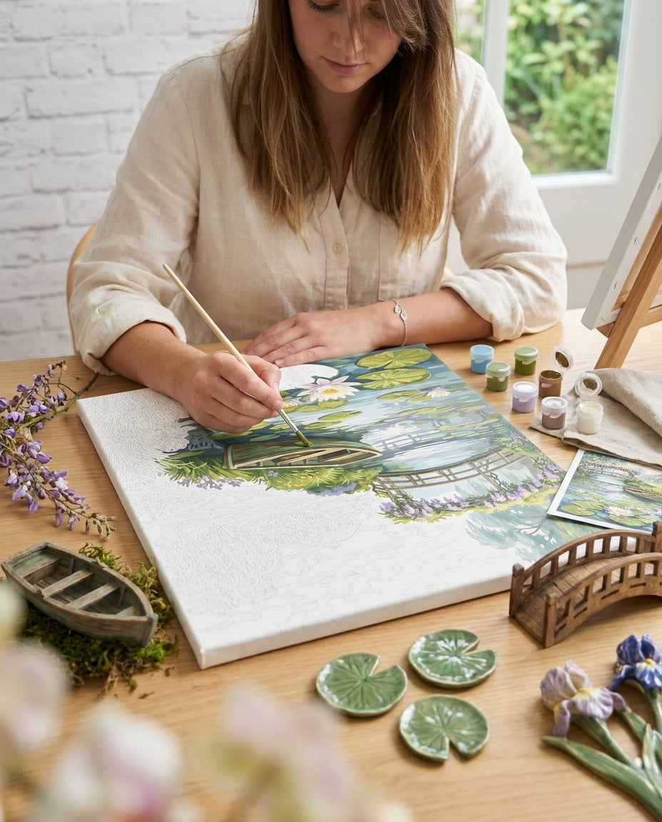 Personne qui peint une Peinture Numeros Jardins de Giverny