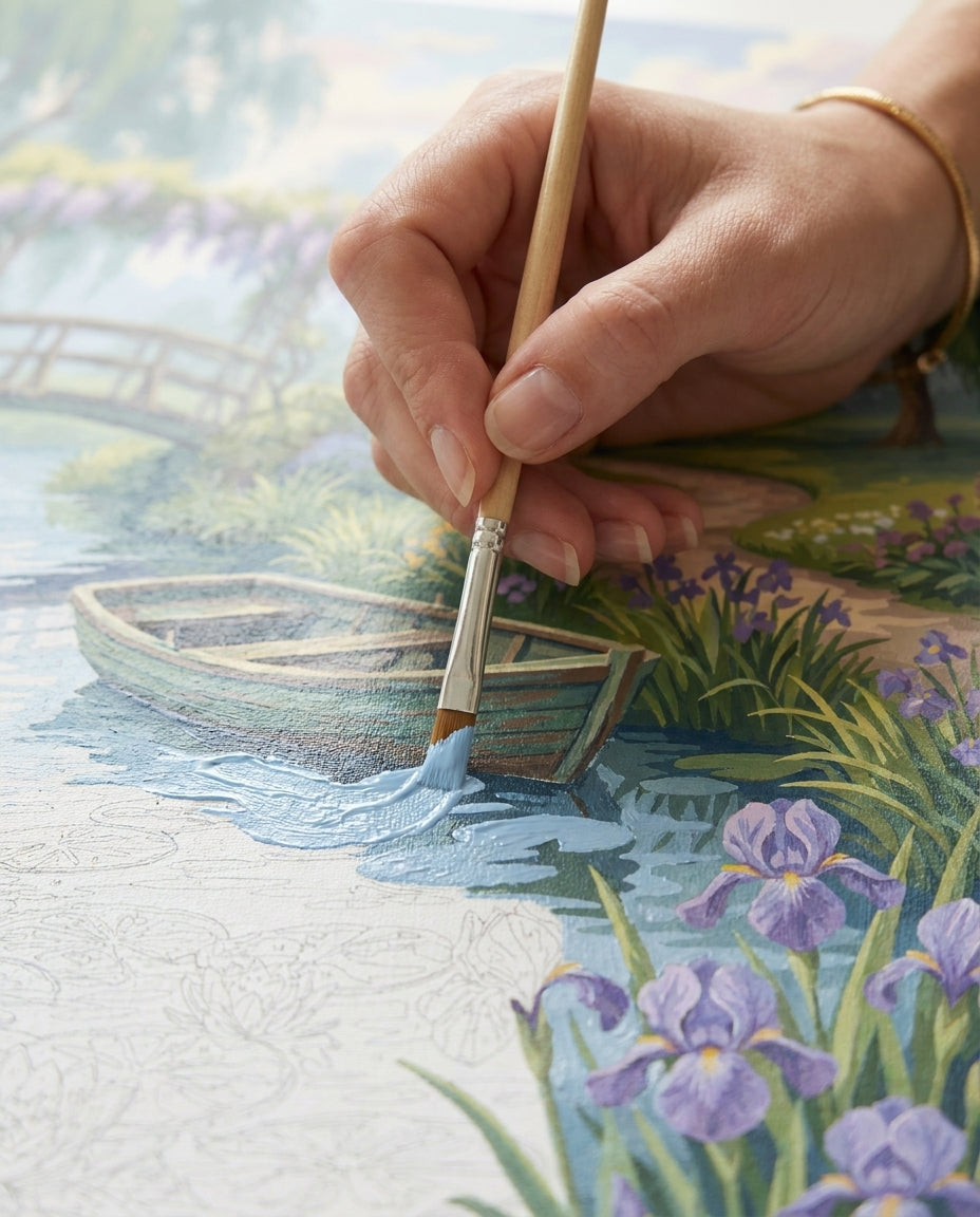 Personne qui peint une Peinture Numeros Jardins de Giverny