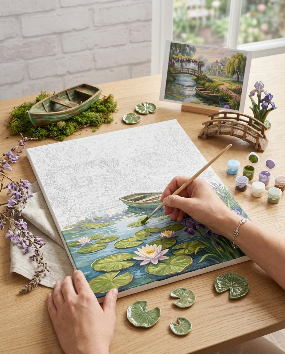 Personne qui peint une Peinture Numeros Jardins de Giverny