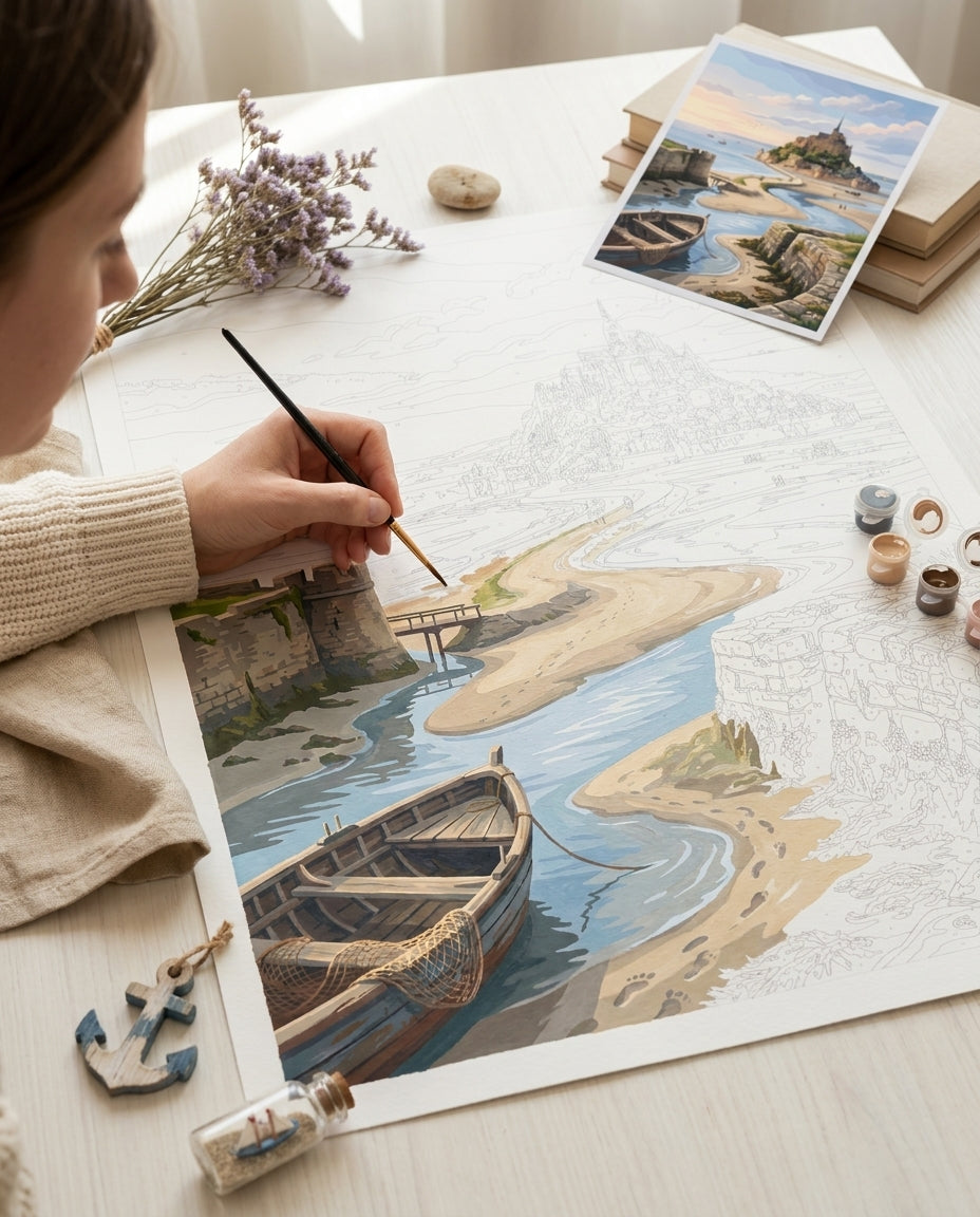 Personne qui peint une Peinture Numeros Mont Saint-Michel
