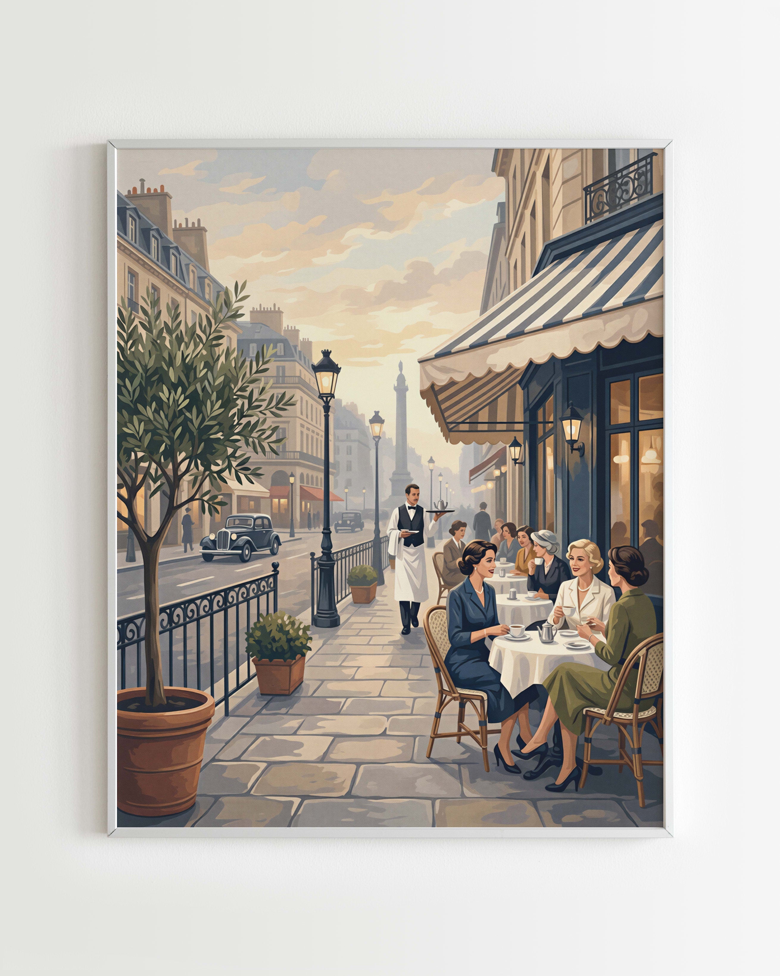 Kit peinture par numéros - Terrasse Parisienne Vintage, scène de café parisien 40x50cm