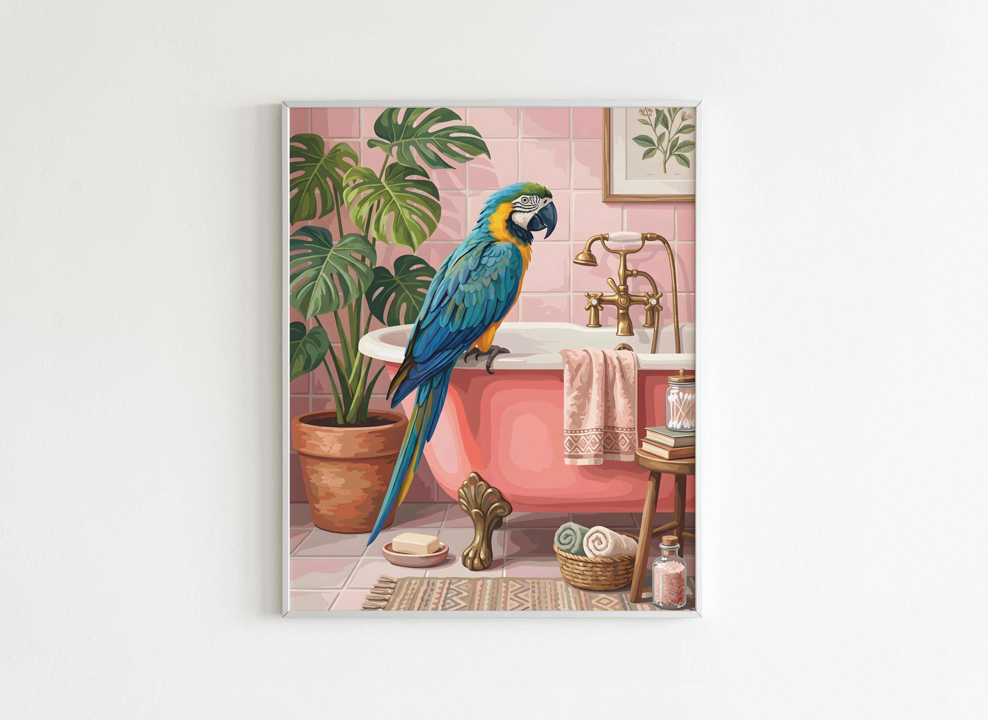 Peinture par Numéros Animaux - Perroquet Salle de Bain - Après