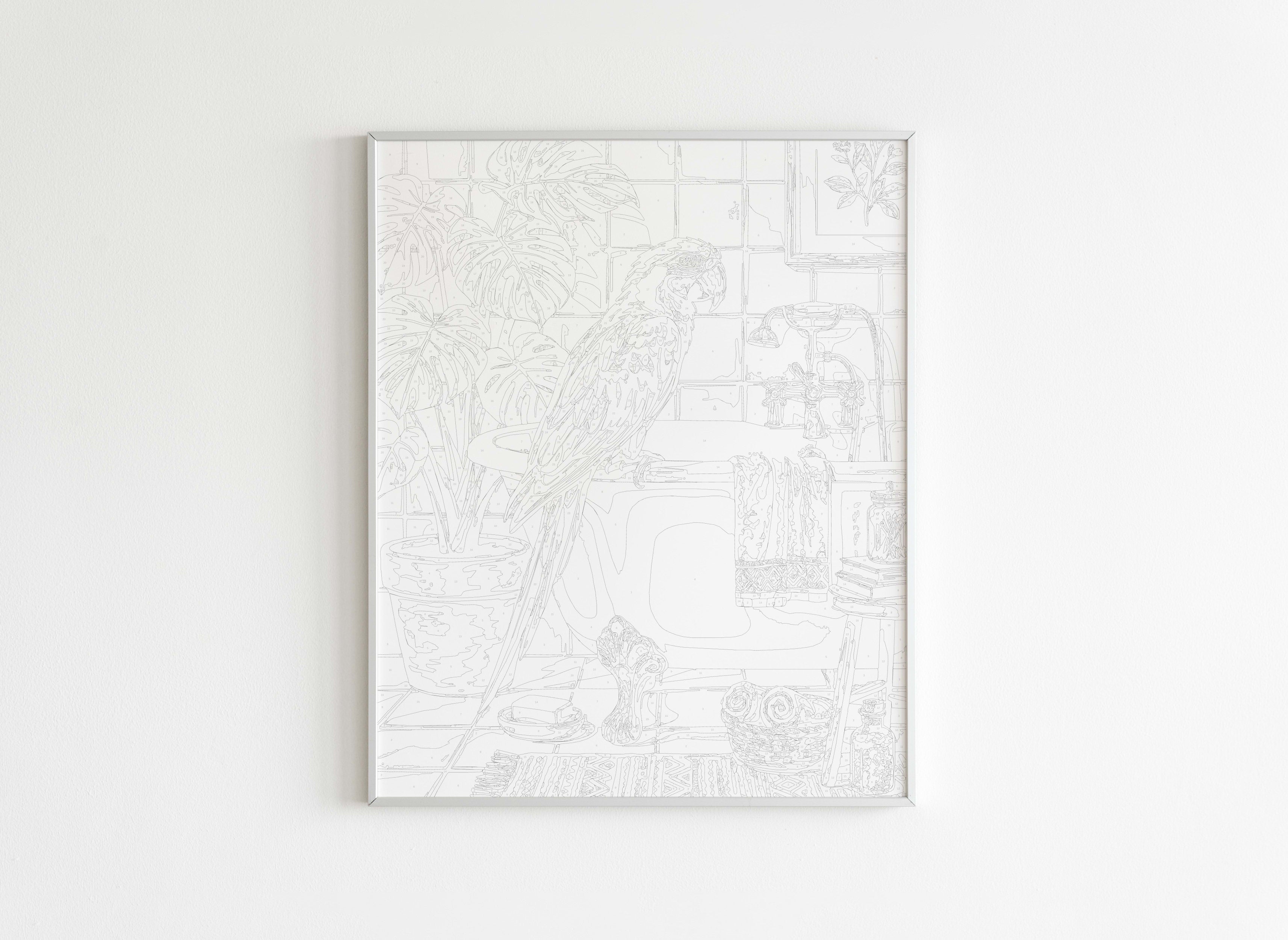 Peinture par Numéros Animaux - Perroquet Salle de Bain - Avant