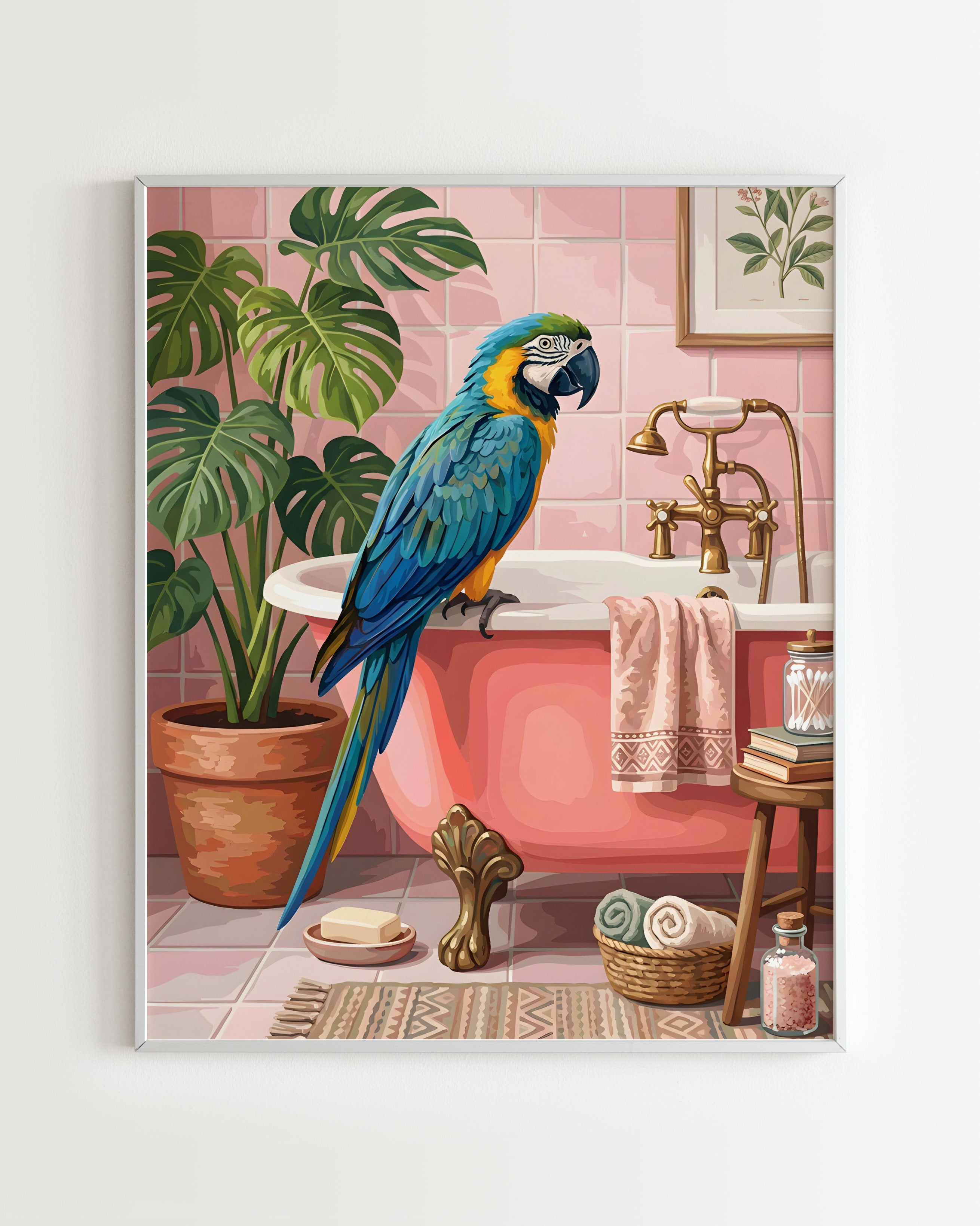 Kit Peinture par Numéros Animaux - Perroquet Salle de Bain