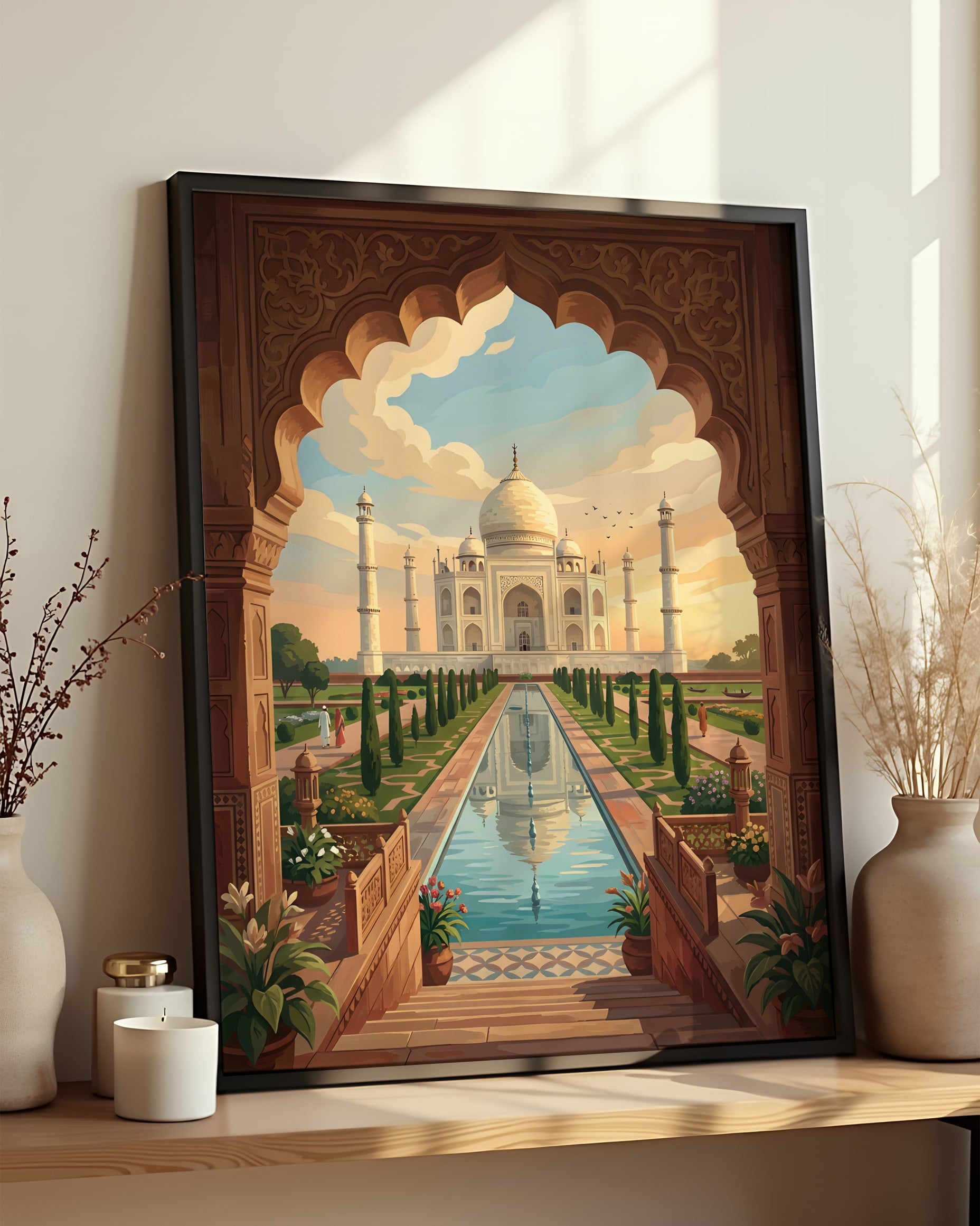 Résultat encadré - Kit peinture par numéros - Taj Mahal Indien