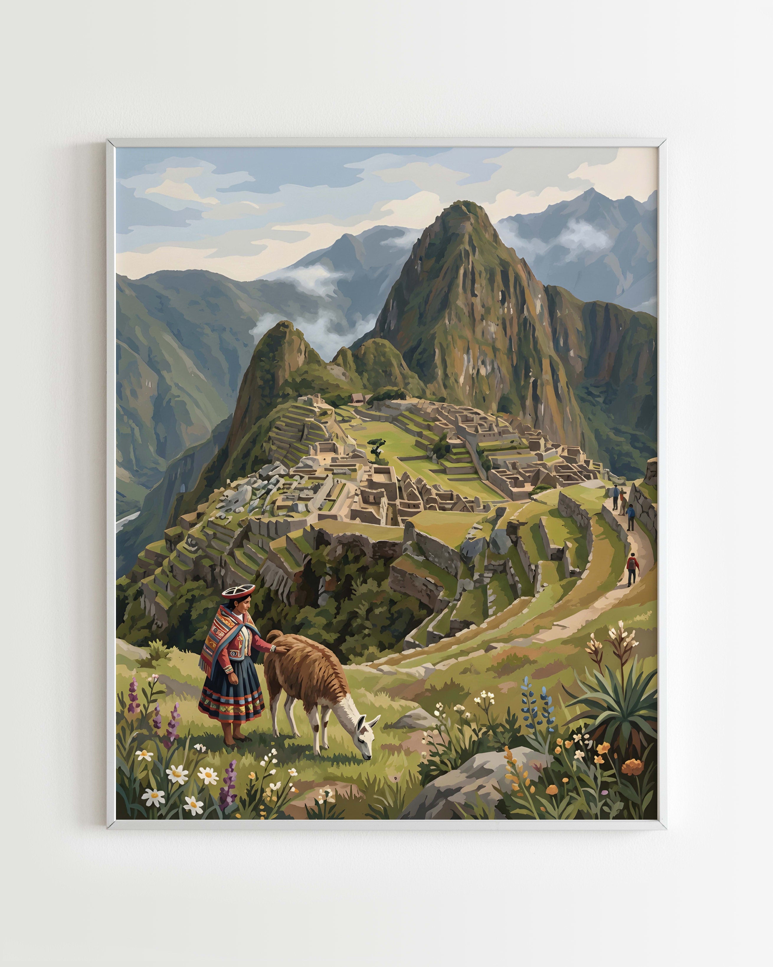 Kit Peinture par Numéros Monuments - Machu Picchu Pérou Llama