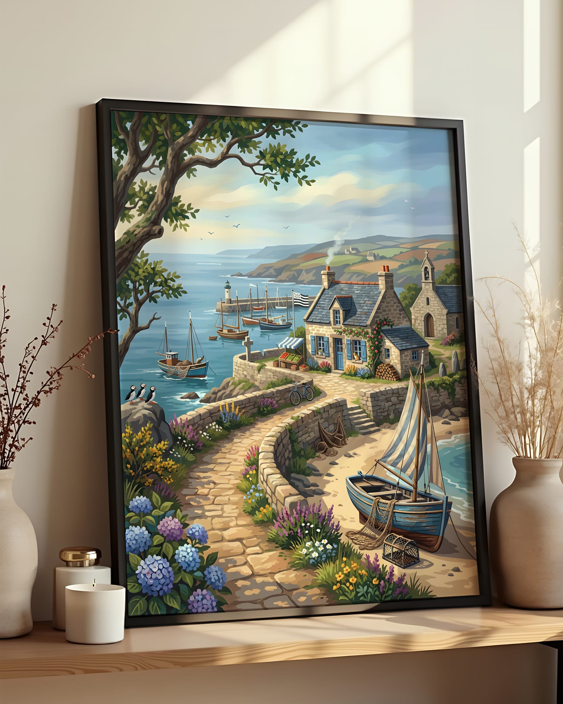 Cadre Peinture par Numéros Nature - Village Côtier Breton