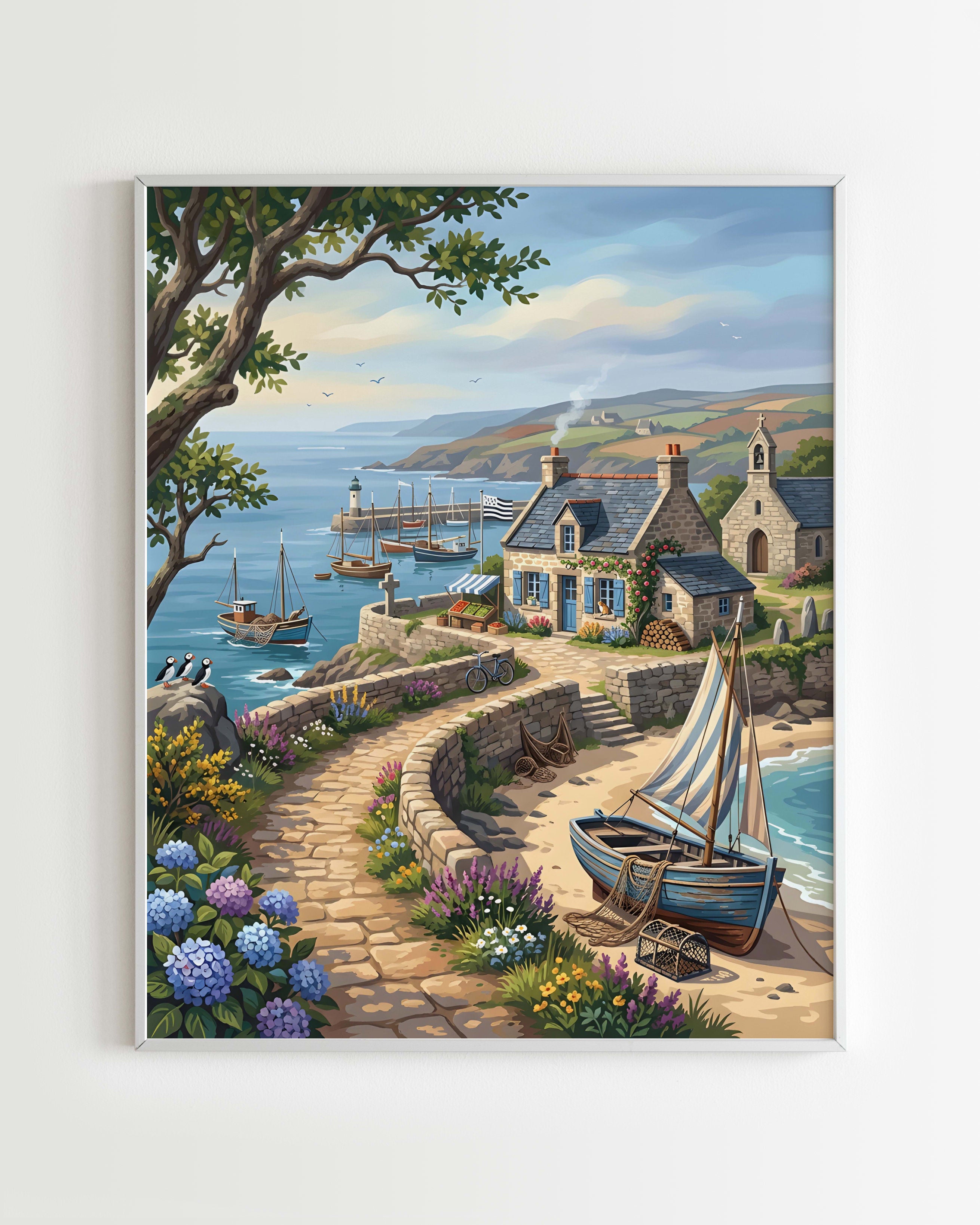 Kit Peinture par Numéros Nature - Village Côtier Breton