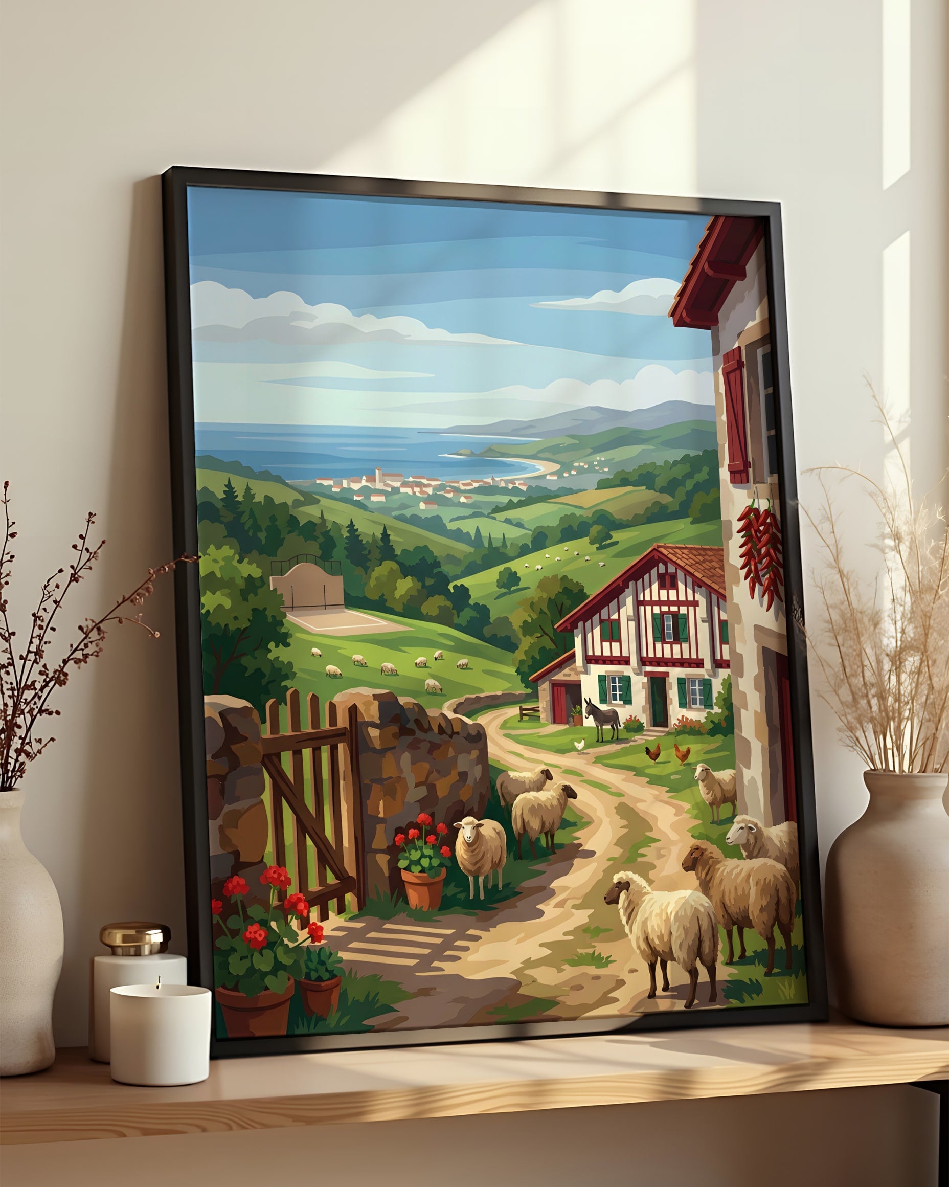 Cadre Peinture par Numéros Nature - Paysage Basque Idyllique