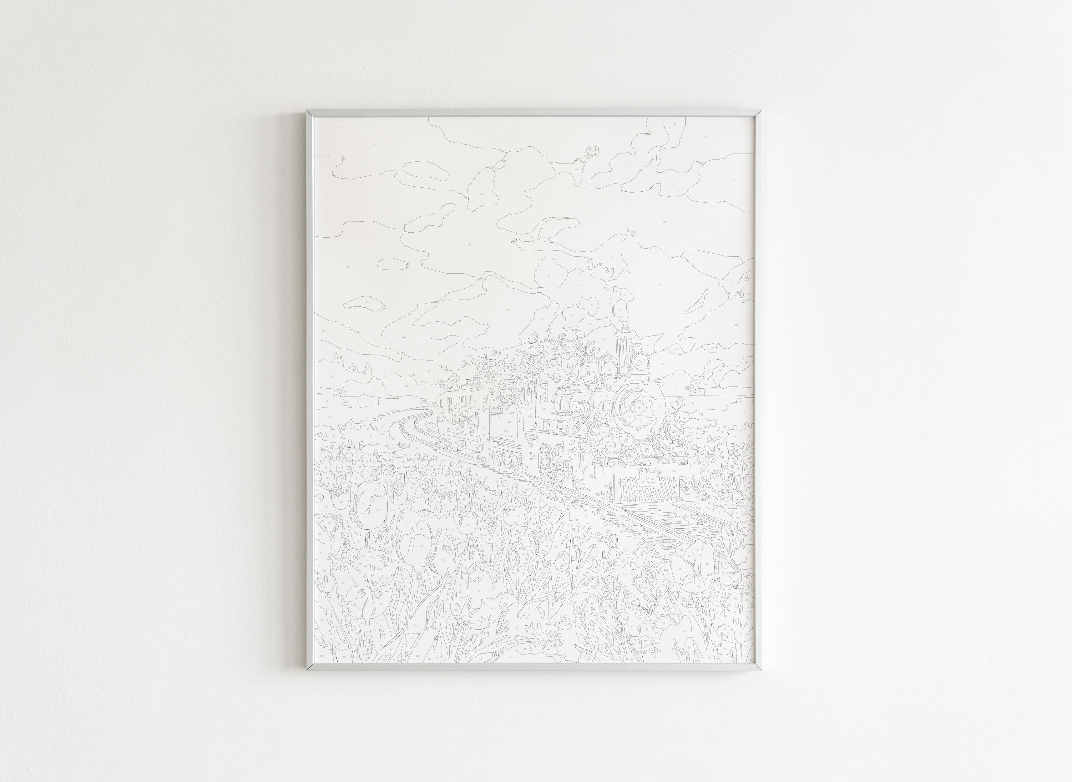 Peinture par Numéros Nature - Train fleuri pastel - Avant