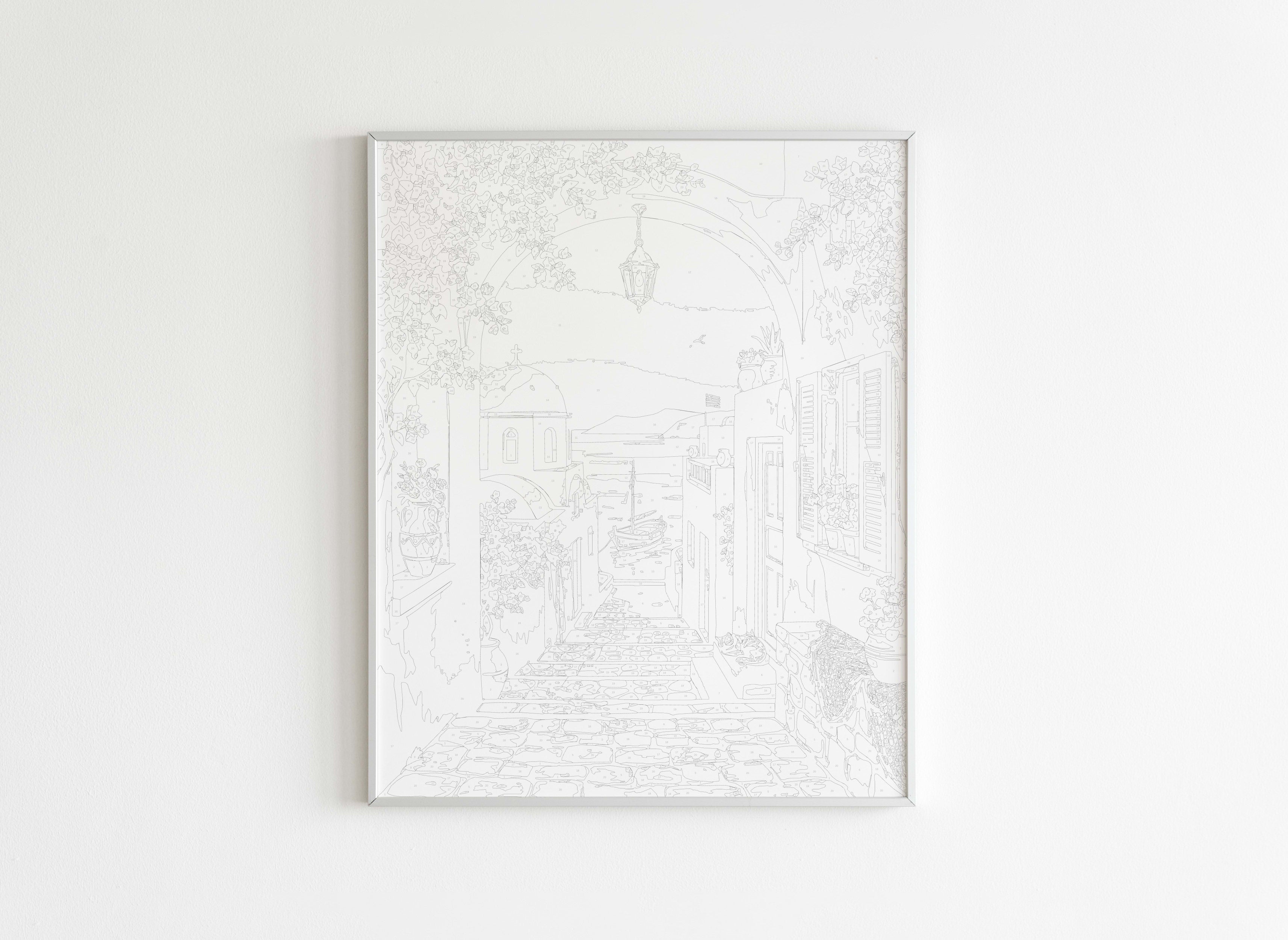 Peinture par Numéros Villes - Village Grec Méditerranéen - Avant