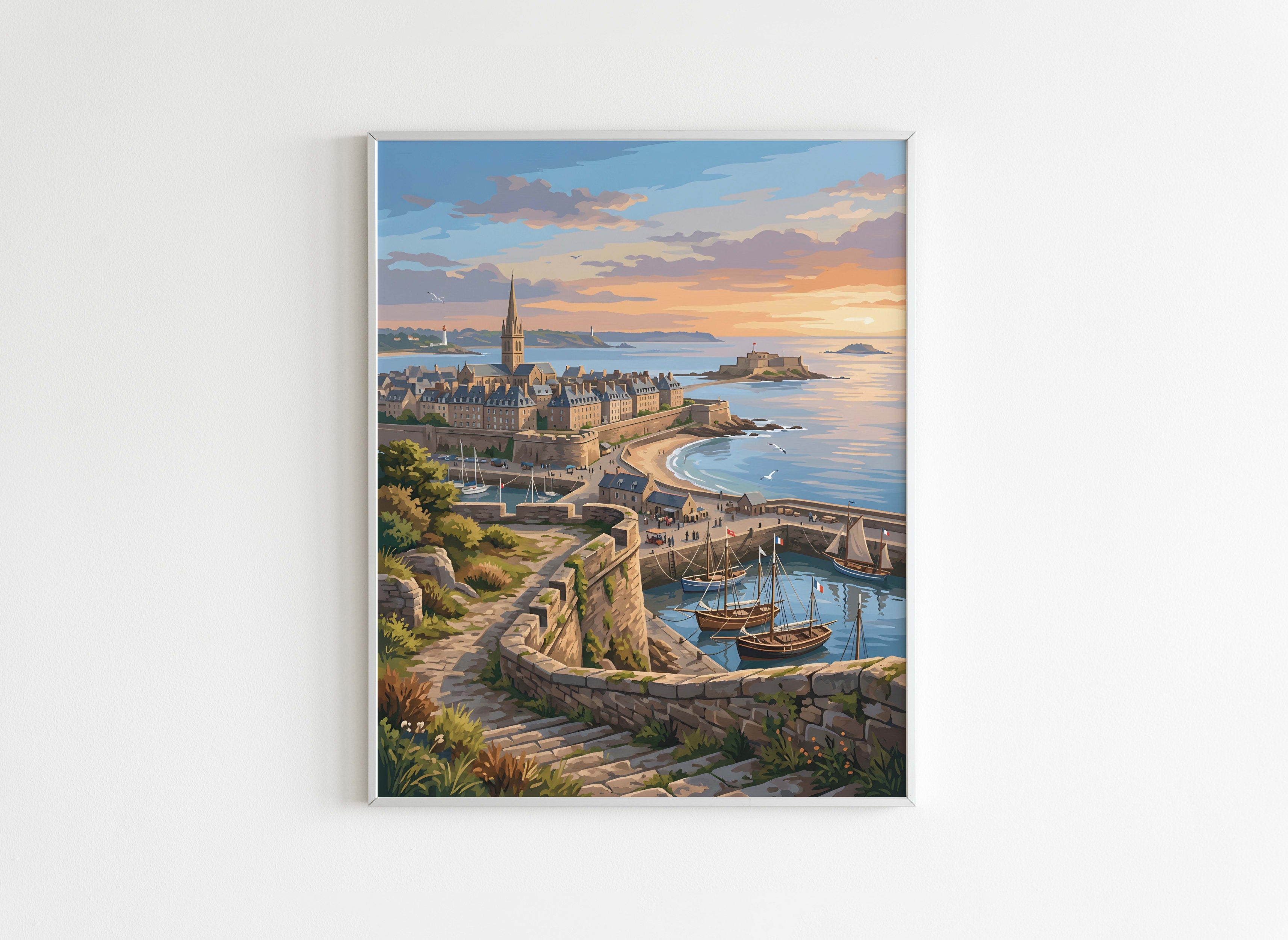 Peinture par Numéros Villes - Saint-Malo Coucher Soleil - Après