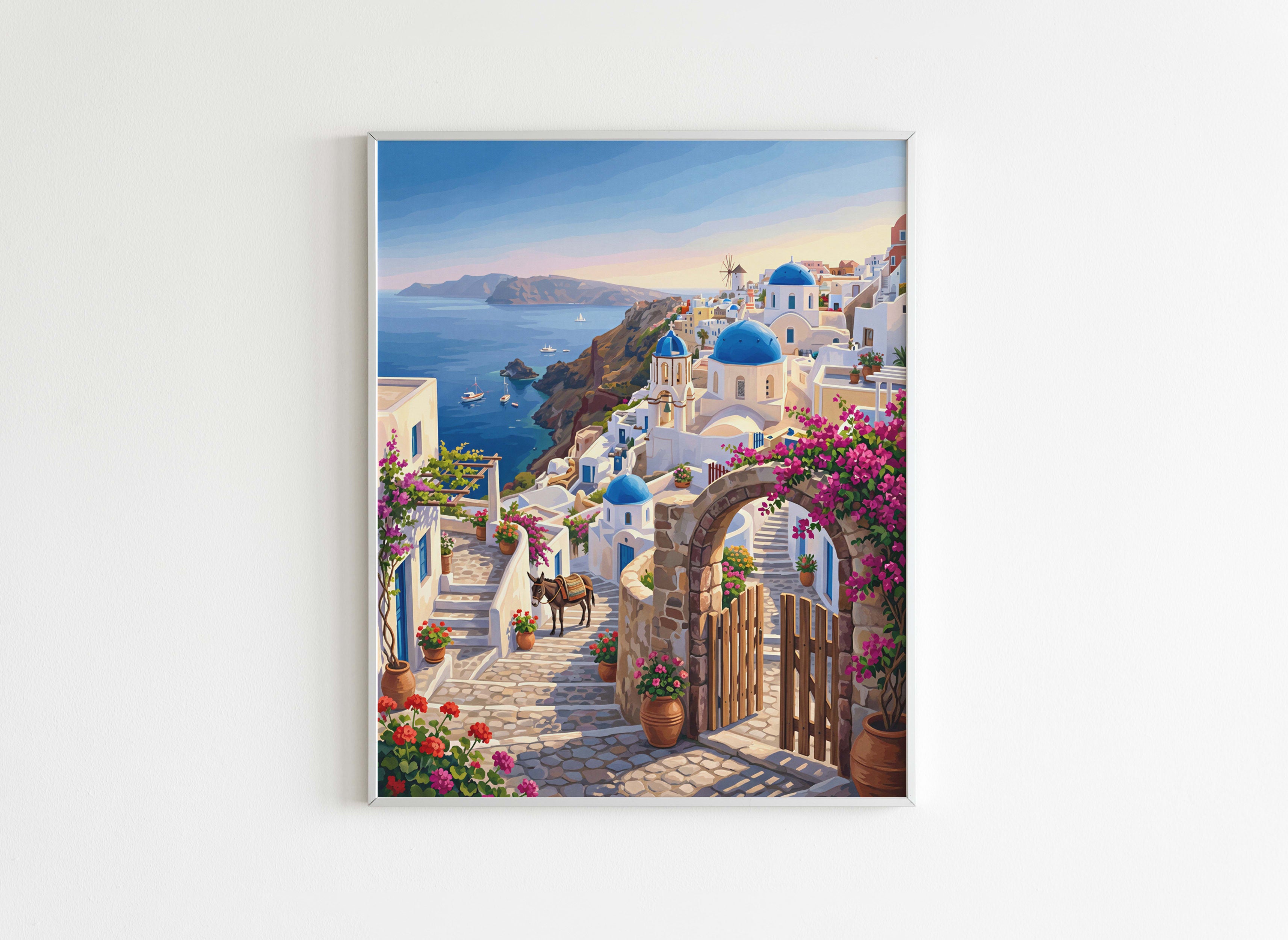 Peinture par Numéros Villes - Santorin Village Grec - Après
