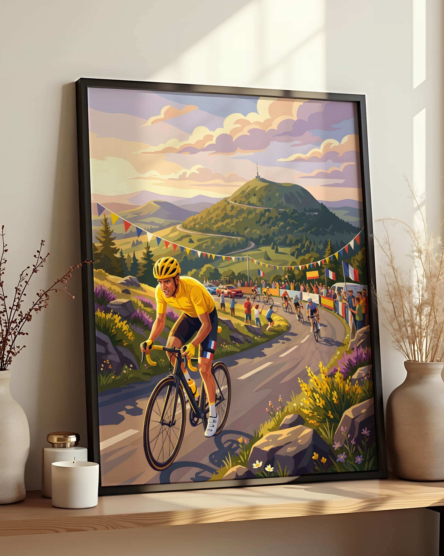Résultat encadré - Kit peinture par numéros - Tour de France Puy de Dôme