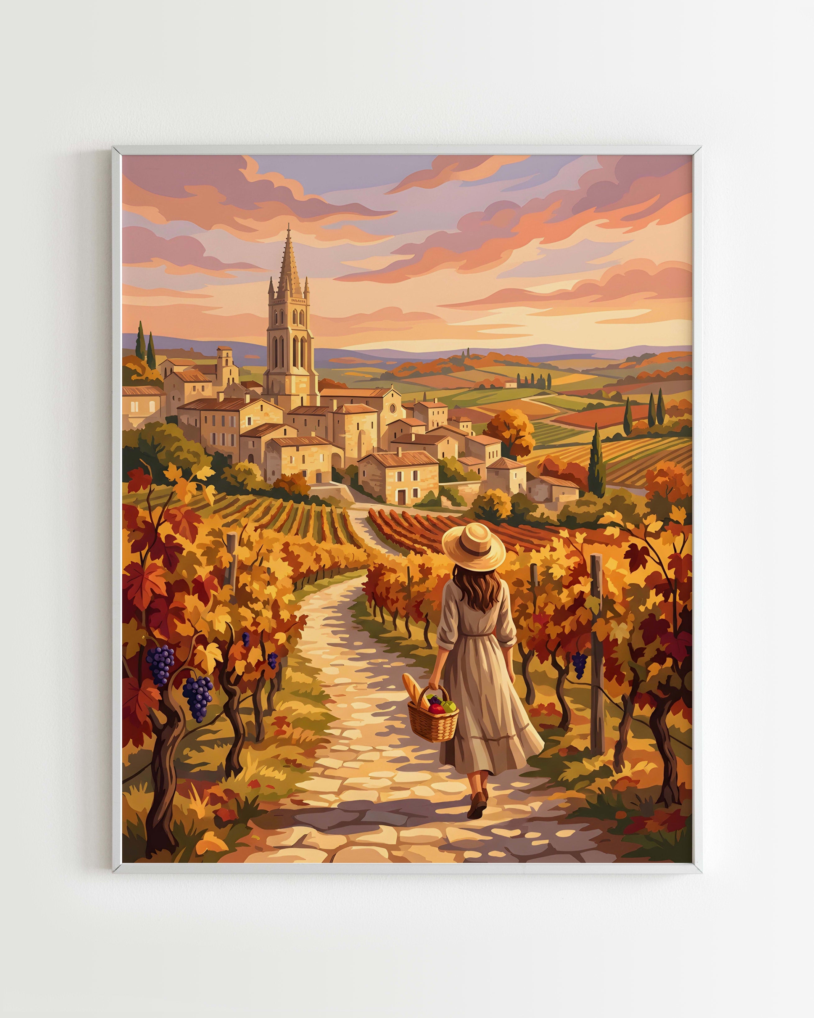 Kit Peinture par Numéros Nature - Village Vignoble Français