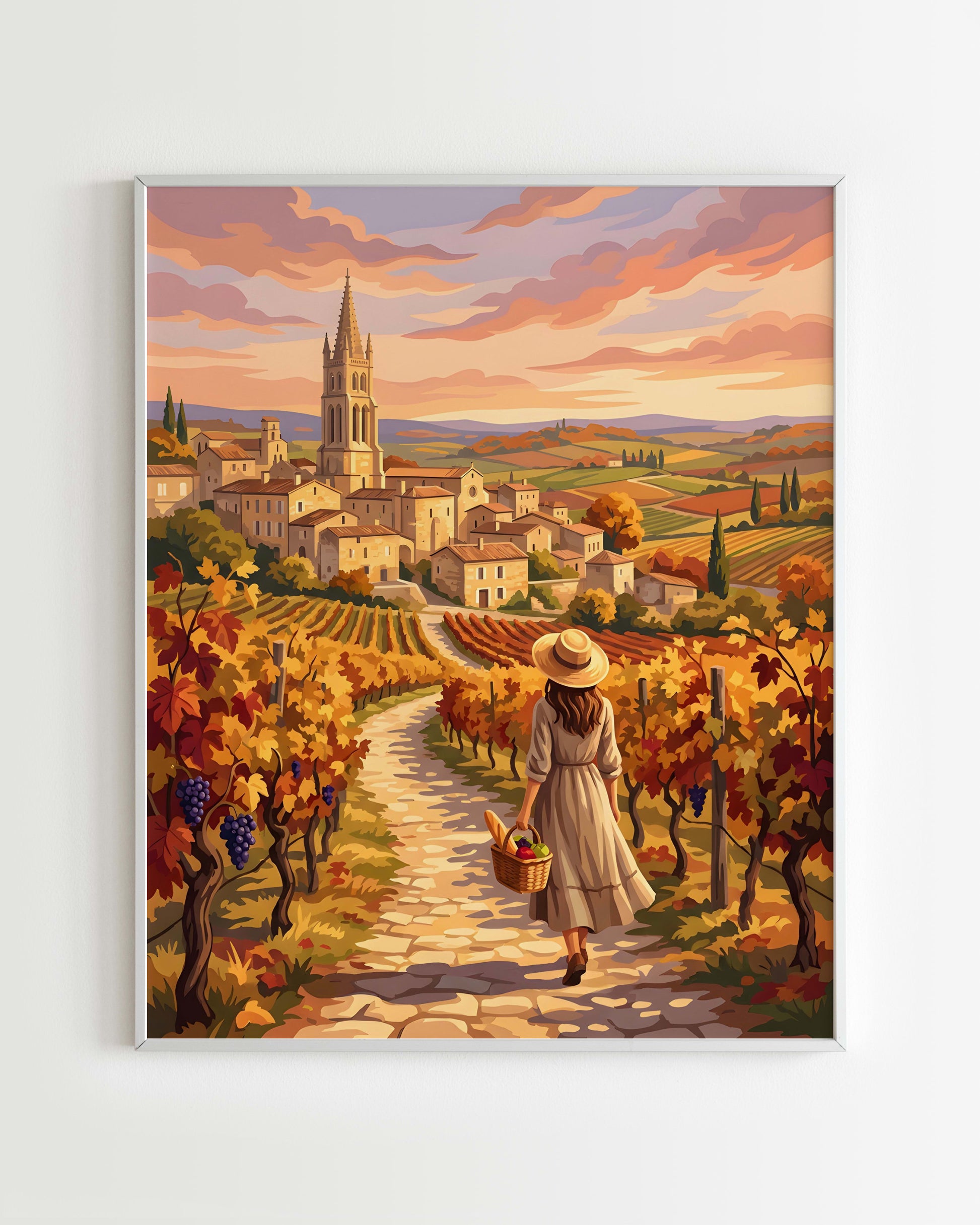 Kit Peinture par Numéros Nature - Village Vignoble Français