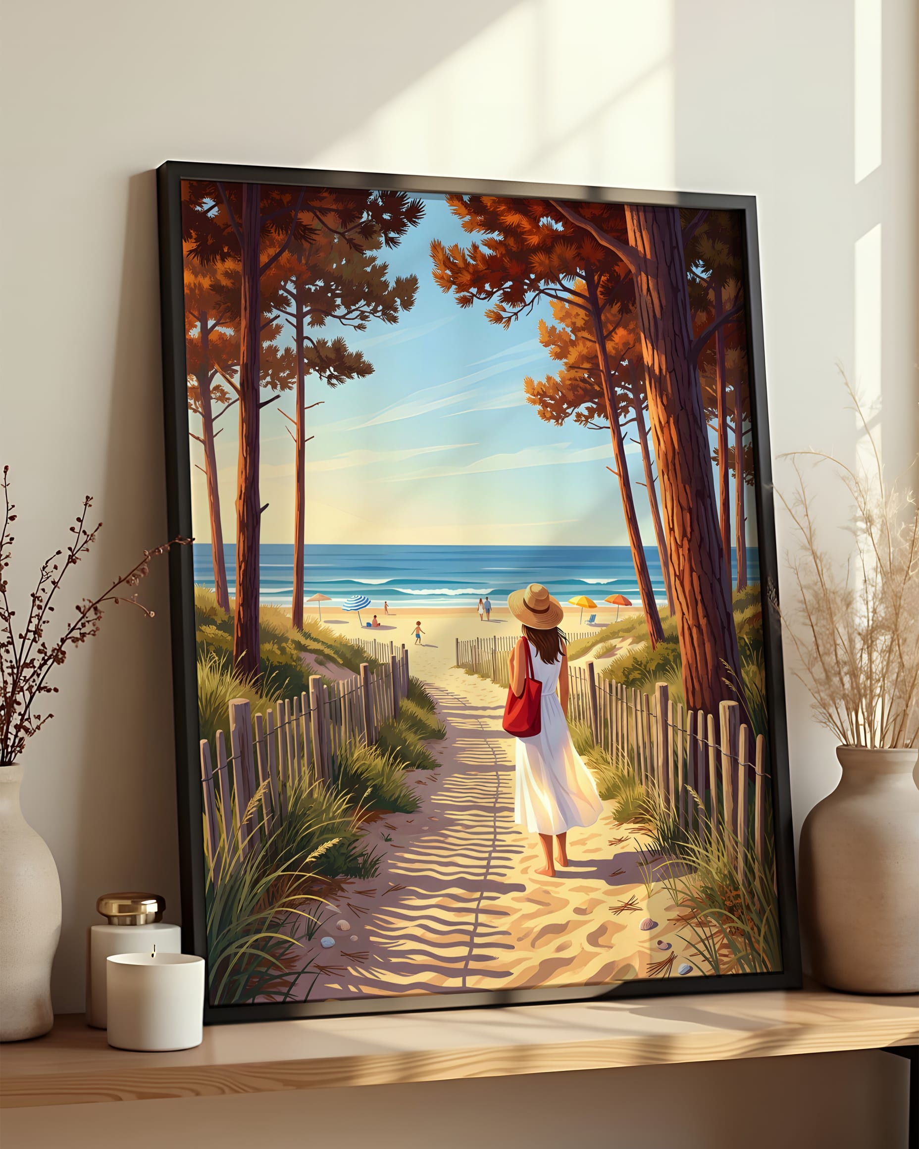 Résultat encadré - Kit peinture par numéros - Été à la Plage Océan