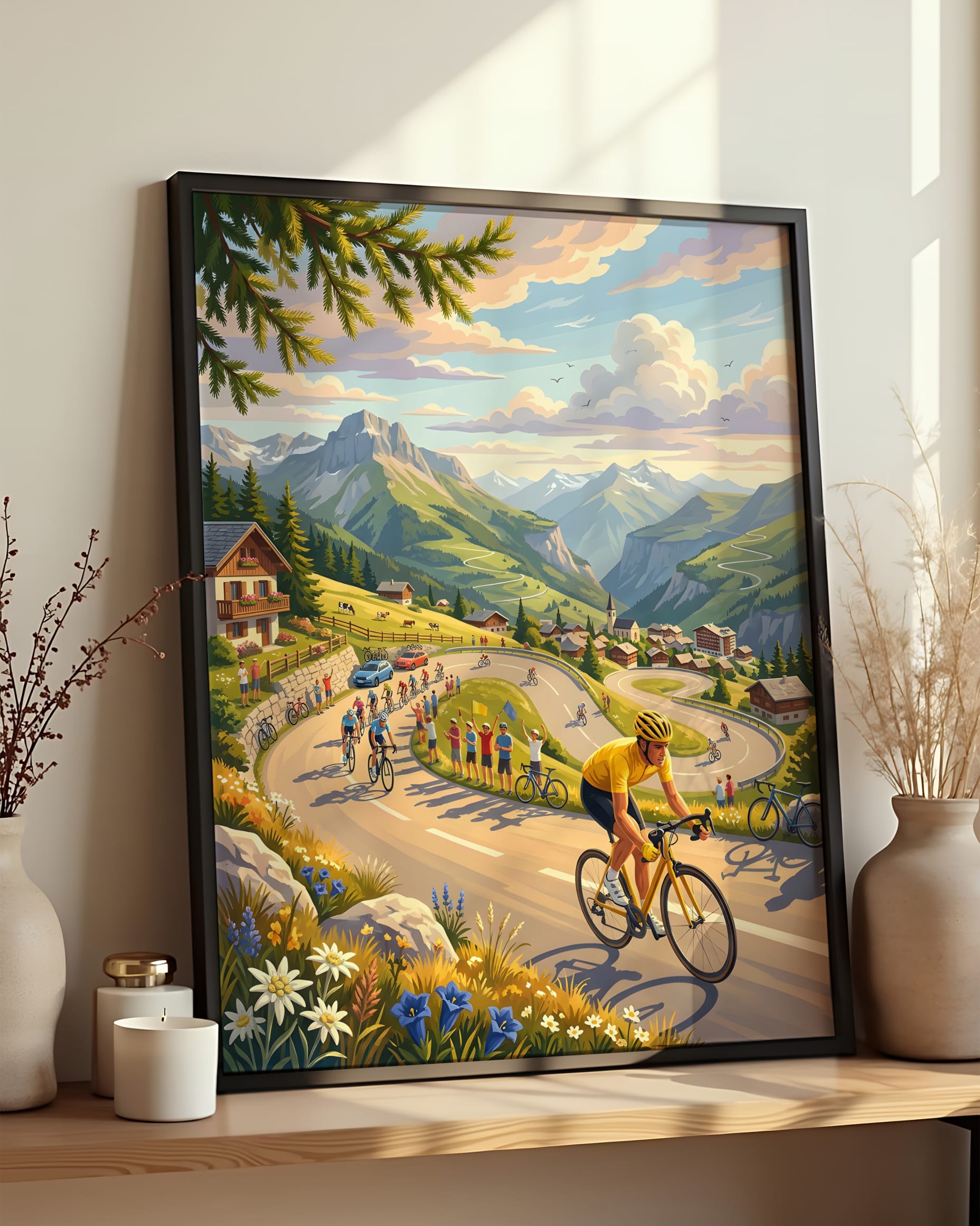 Résultat encadré - Kit peinture par numéros - Tour de France Alpe d’Huez