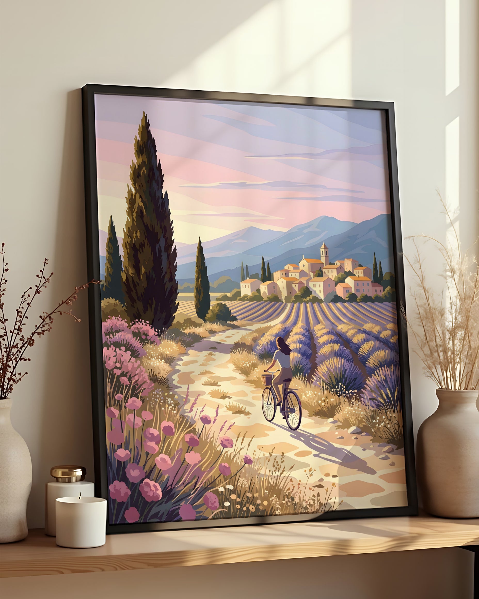 Résultat encadré - Kit peinture par numéros - Paysage Lavande Provence