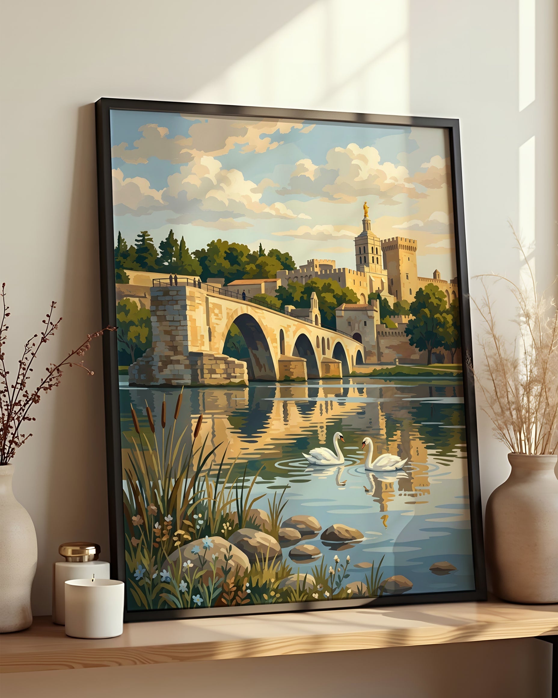 Résultat encadré - Kit peinture par numéros - Pont d'Avignon