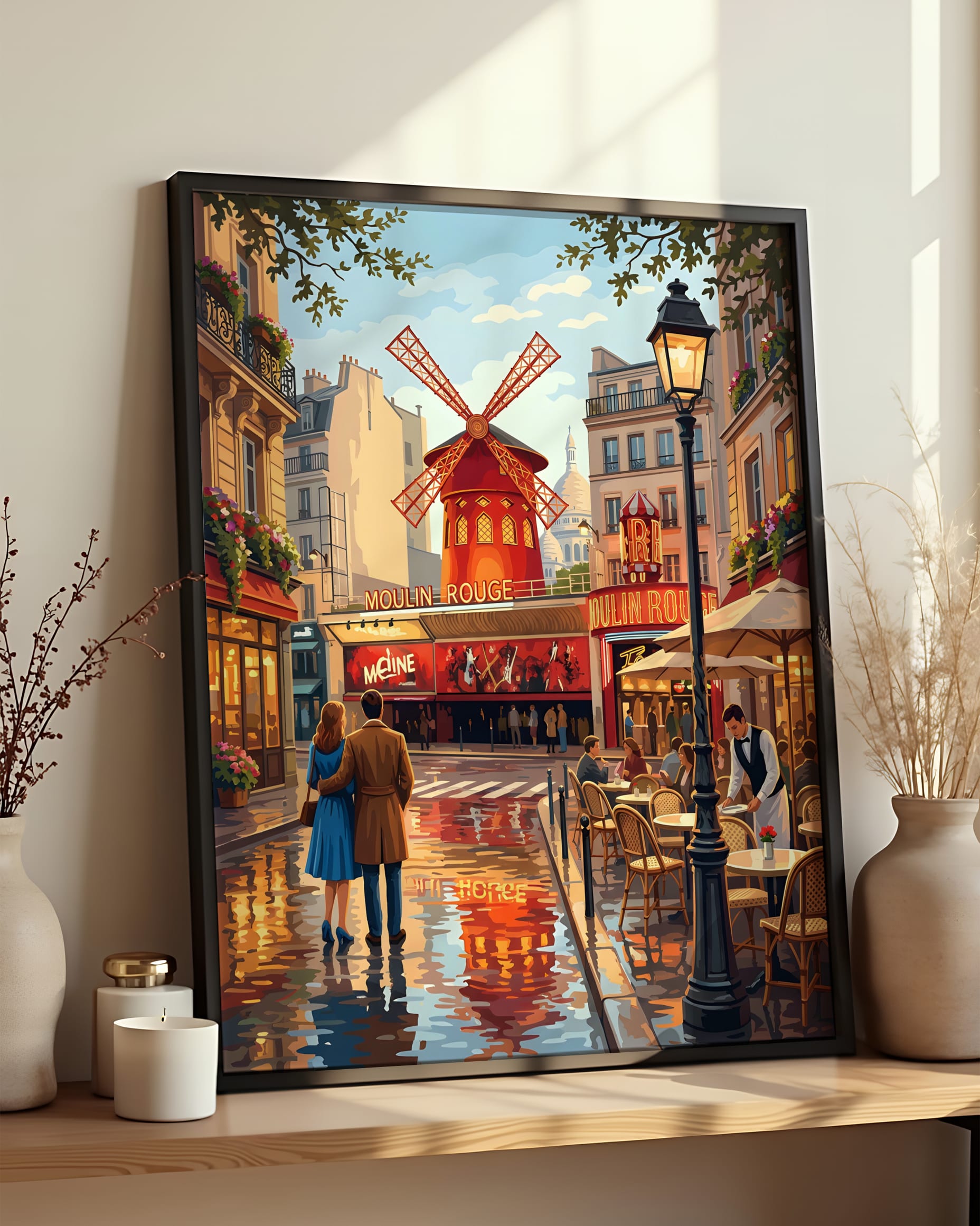 Résultat encadré - Kit peinture par numéros - Moulin Rouge Paris