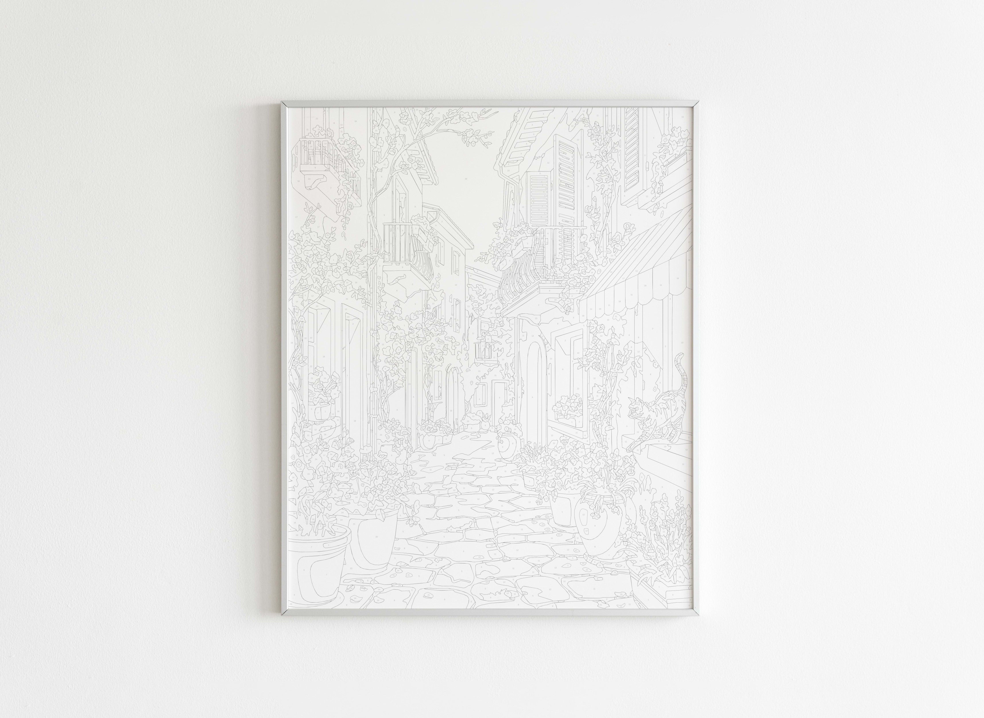 Peinture par Numéros Villes - Ruelle Fleurie Méditerranéenne - Avant