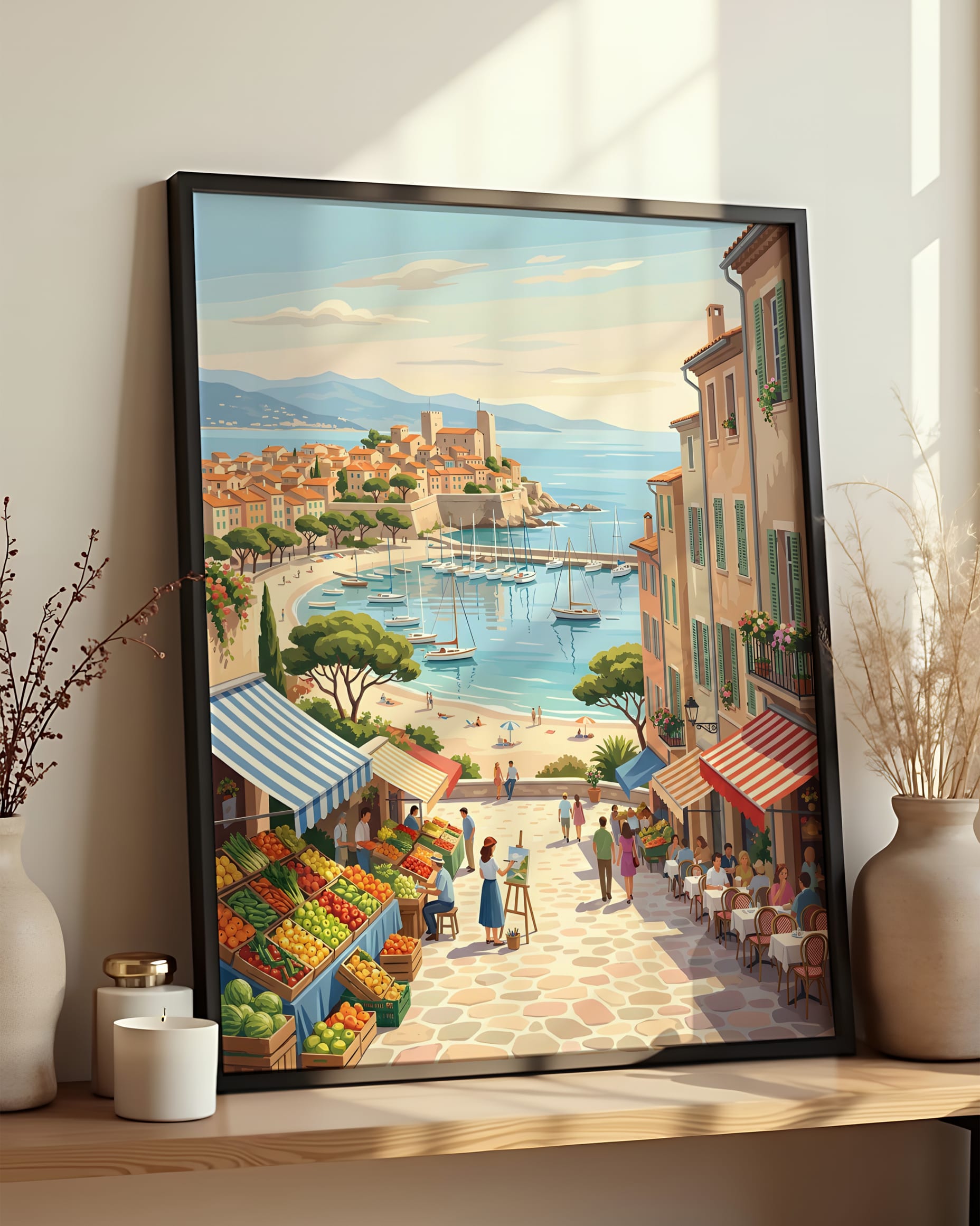 Résultat encadré - Kit peinture par numéros - Marché d’Antibes