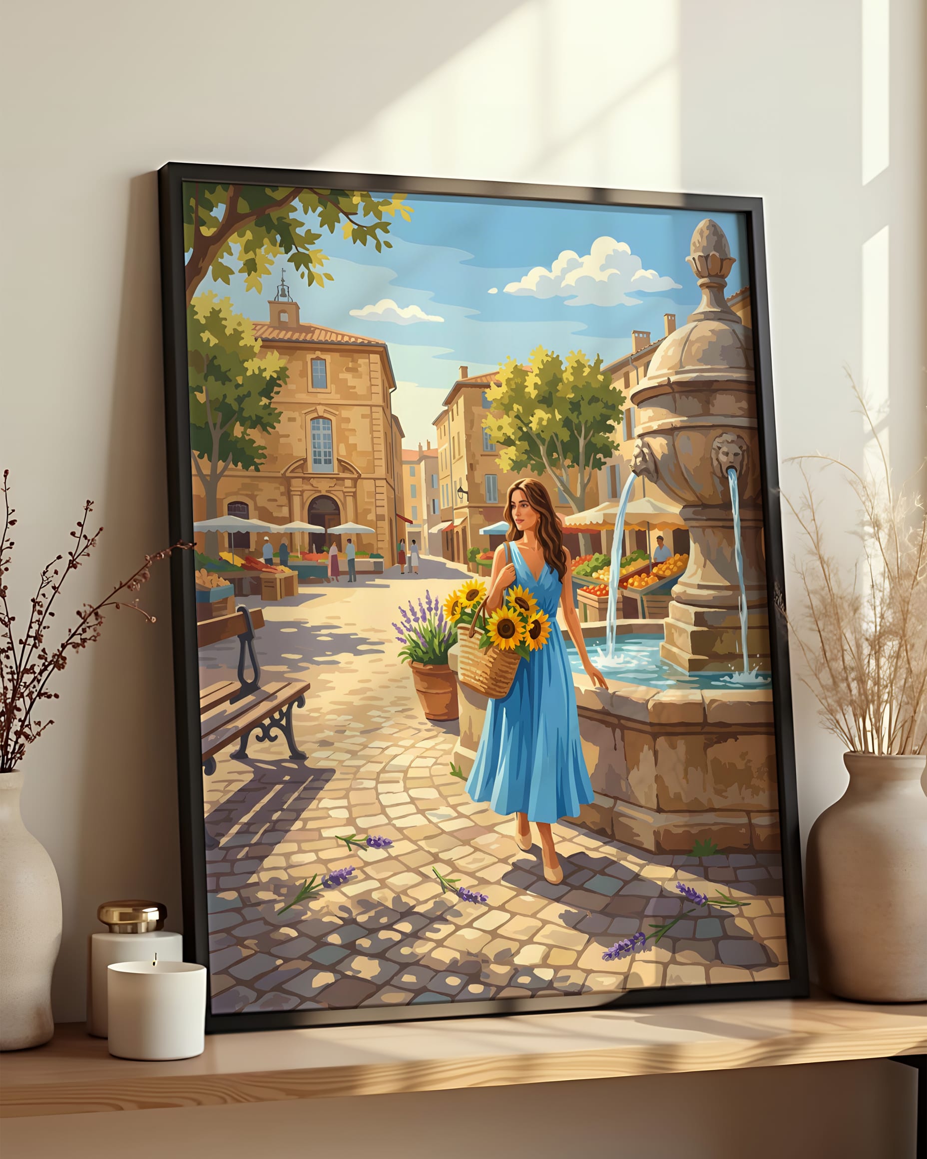 Résultat encadré - Kit peinture par numéros - Marché d’Aix-en-Provence