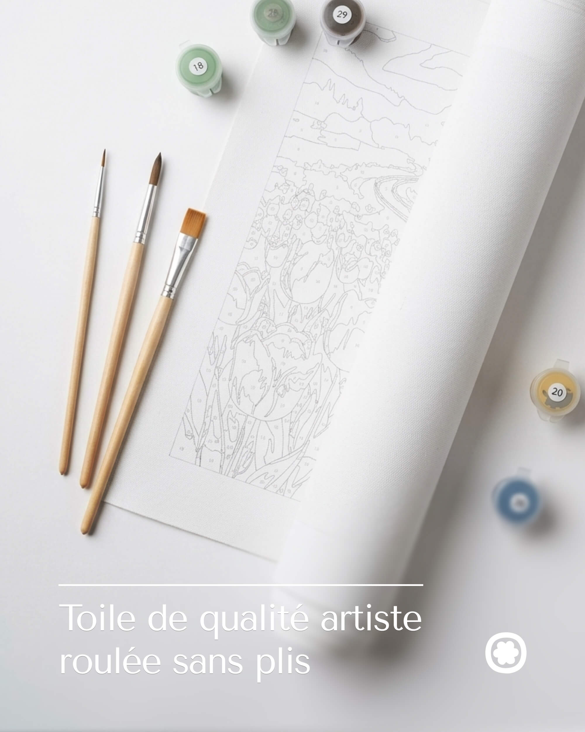 Toile de qualité artiste roulée sans plis