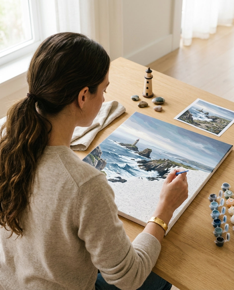Adulte qui peint la peinture par Numéros Pointe du Raz Bretonne Monalulu