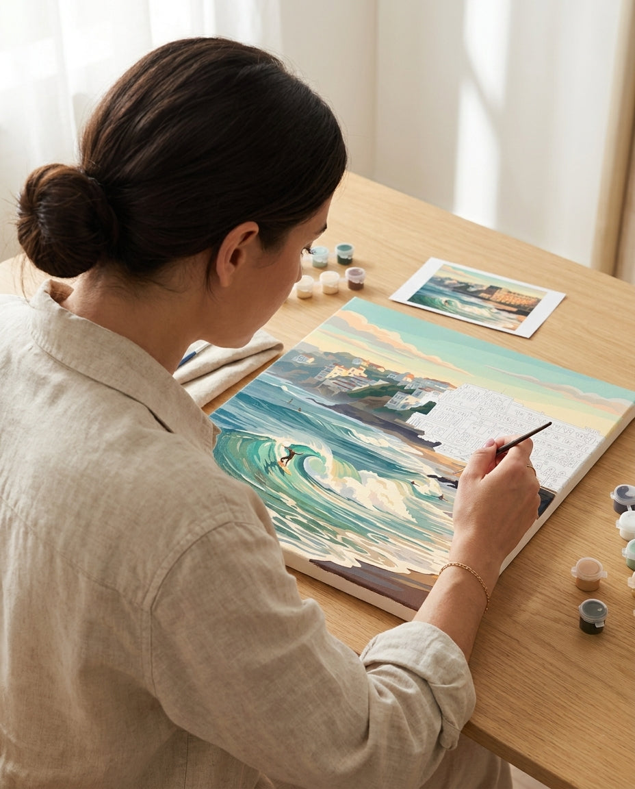 Adulte qui peint la peinture par Numéros Surf à Biarritz Monalulu