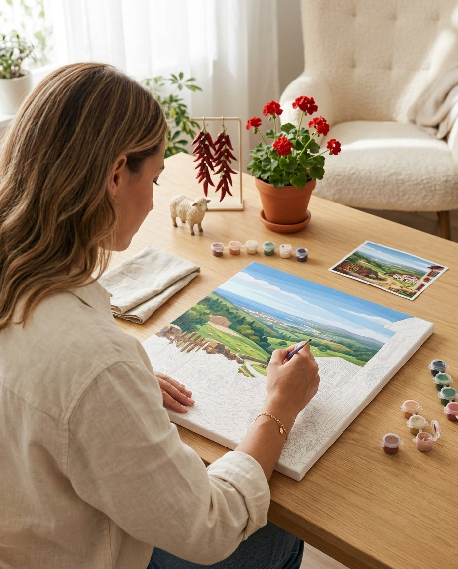 Adulte qui peint la peinture par Numéros Village Basque Charmant Monalulu