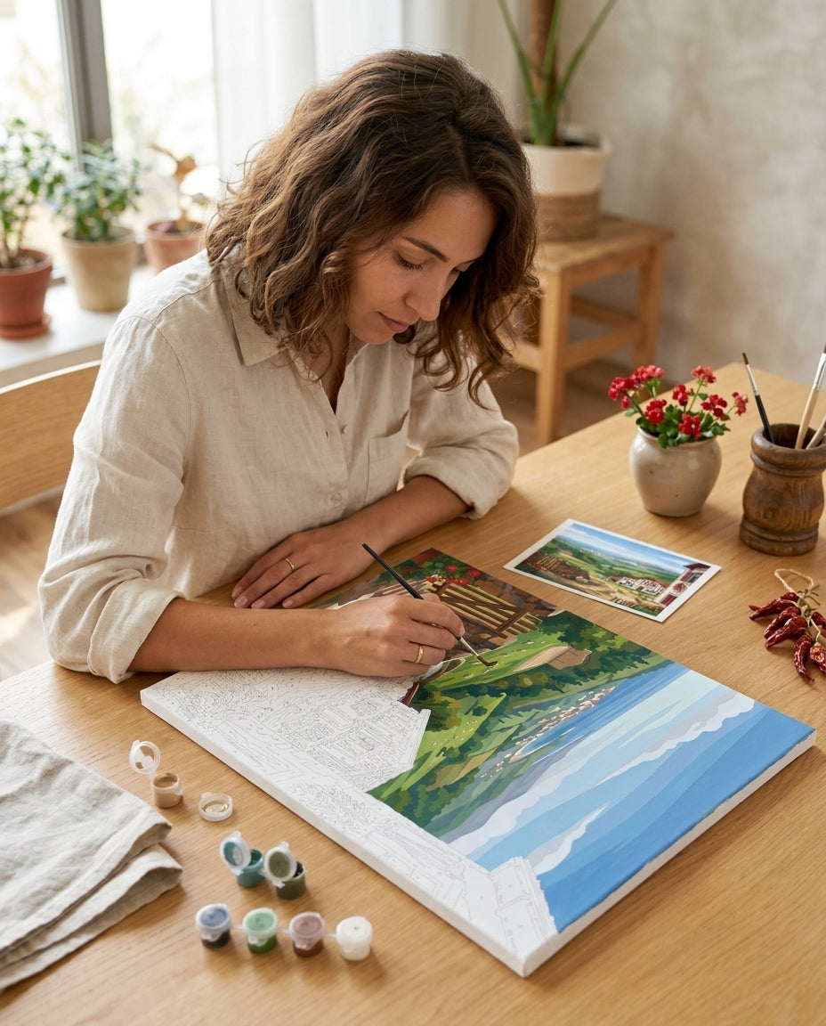 Adulte qui peint la peinture par Numéros Village Basque Charmant Monalulu