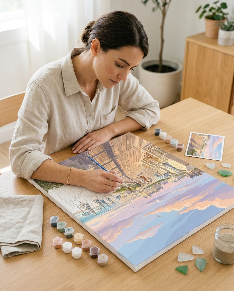 Personne qui peint une Peinture Numeros Promenade à Deauville