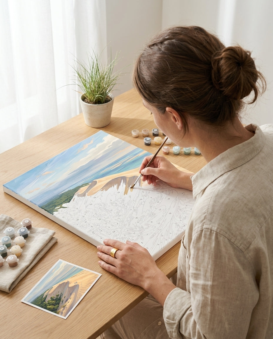 Personne qui peint une Peinture Numeros Dune du Pilat
