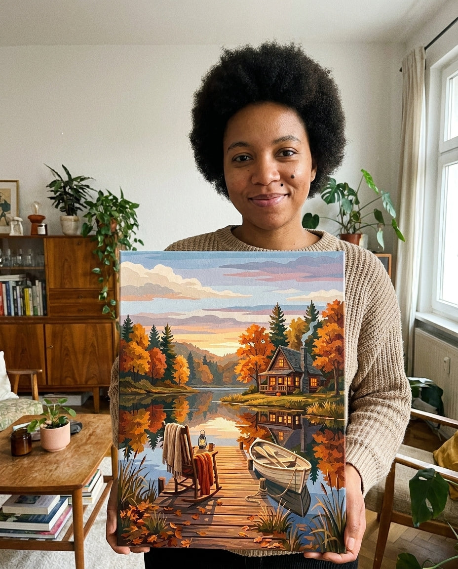 Avis d'une cliente Monalulu qui a peint la peinture par Numéros Chalet Canadien au Lac Automnal