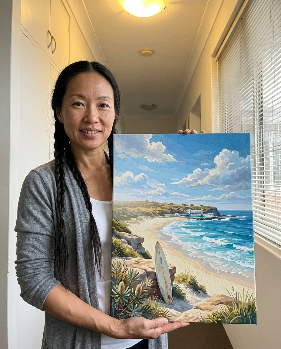 Avis d'une cliente Monalulu qui a peint la peinture par Numéros Plage de Bondi Australie