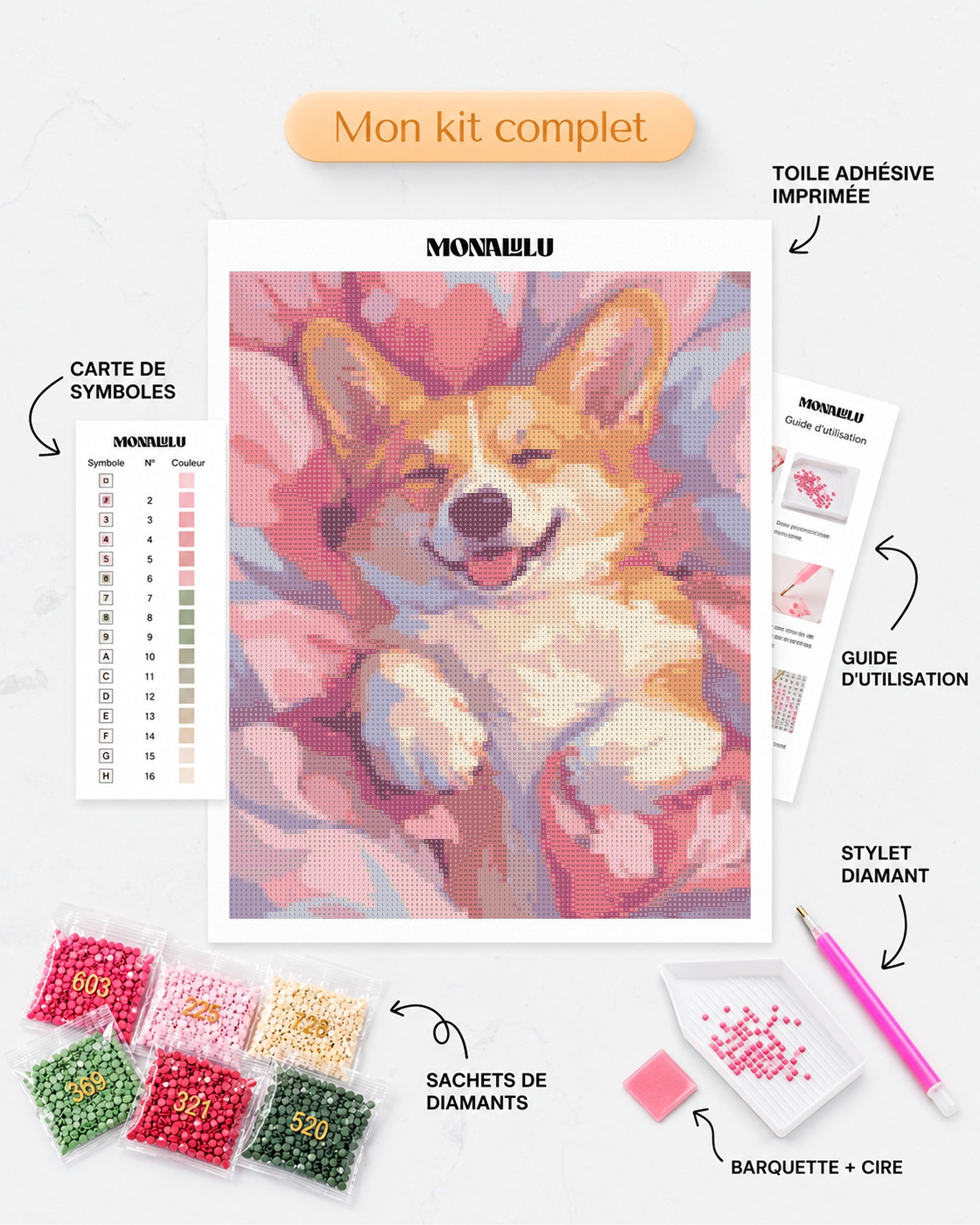 Détails du Kit complet de Diamond Painting - Corgi en Cocon