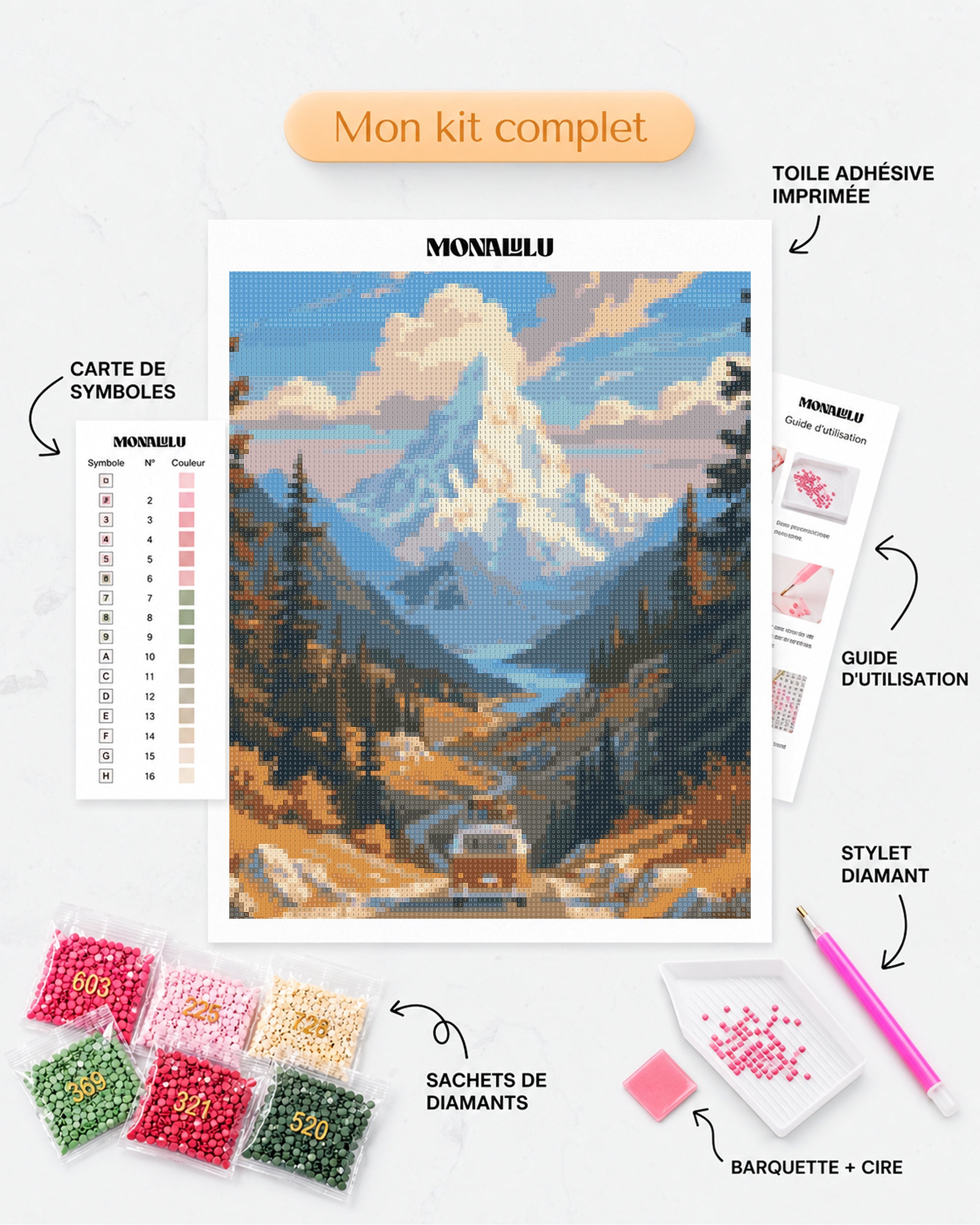 Détails du Kit complet de Diamond Painting - Van Rétro Montagne