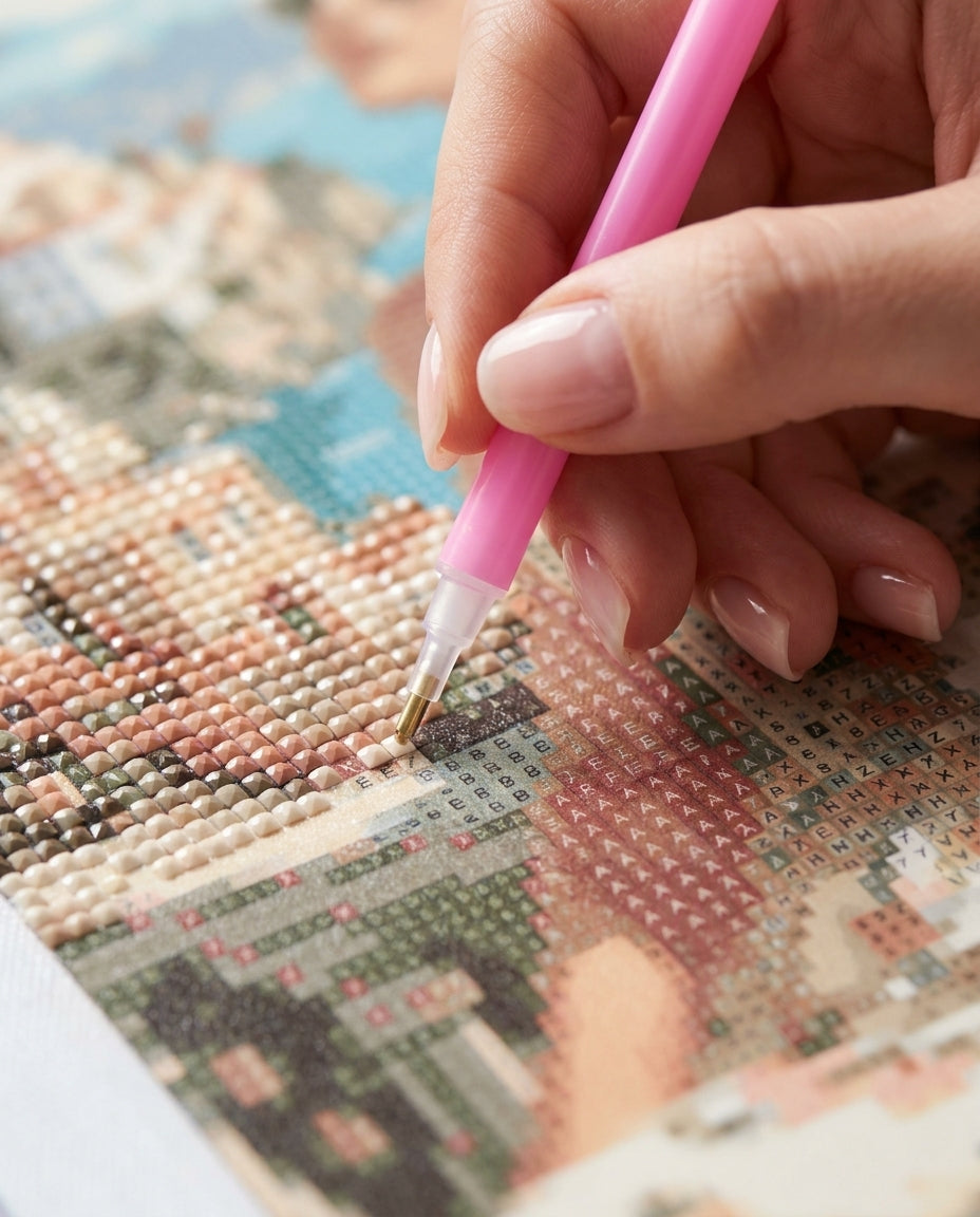 Gros plan sur les détails du Diamond Painting Dolce Vita Amalfi