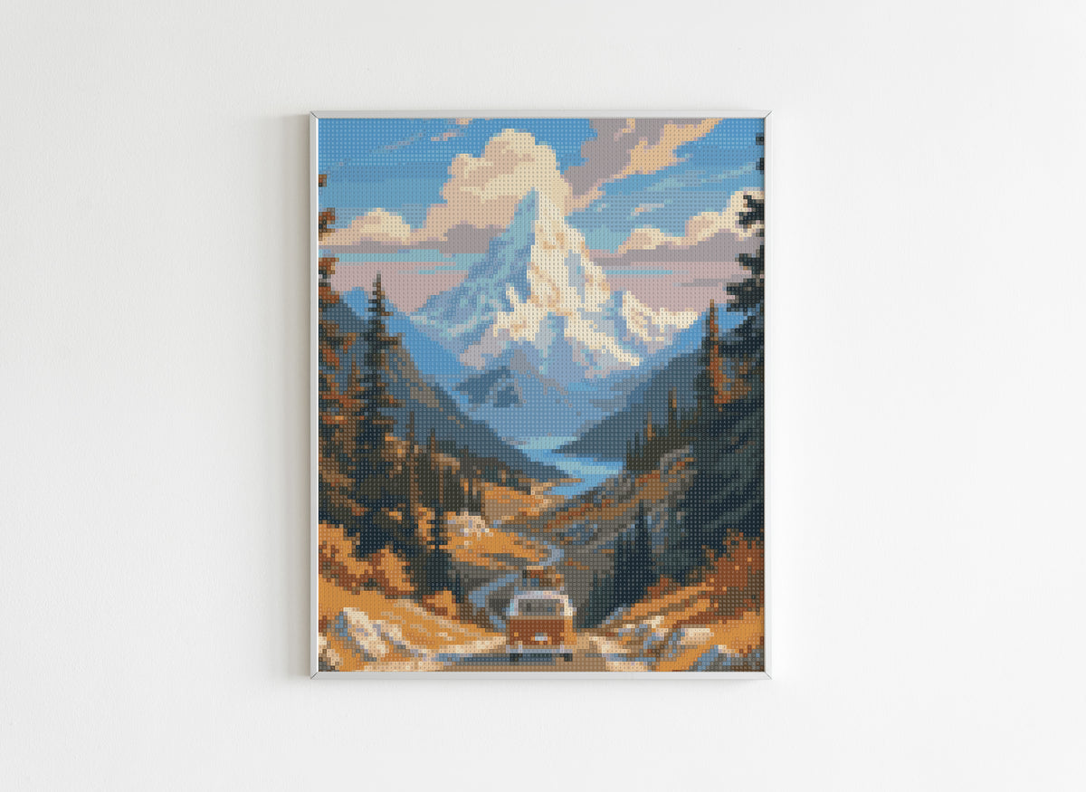 Diamond Painting Nature - Van Rétro Montagne - Avant