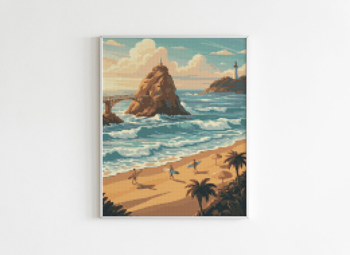 Diamond Painting Villes - Plage de Biarritz - Après